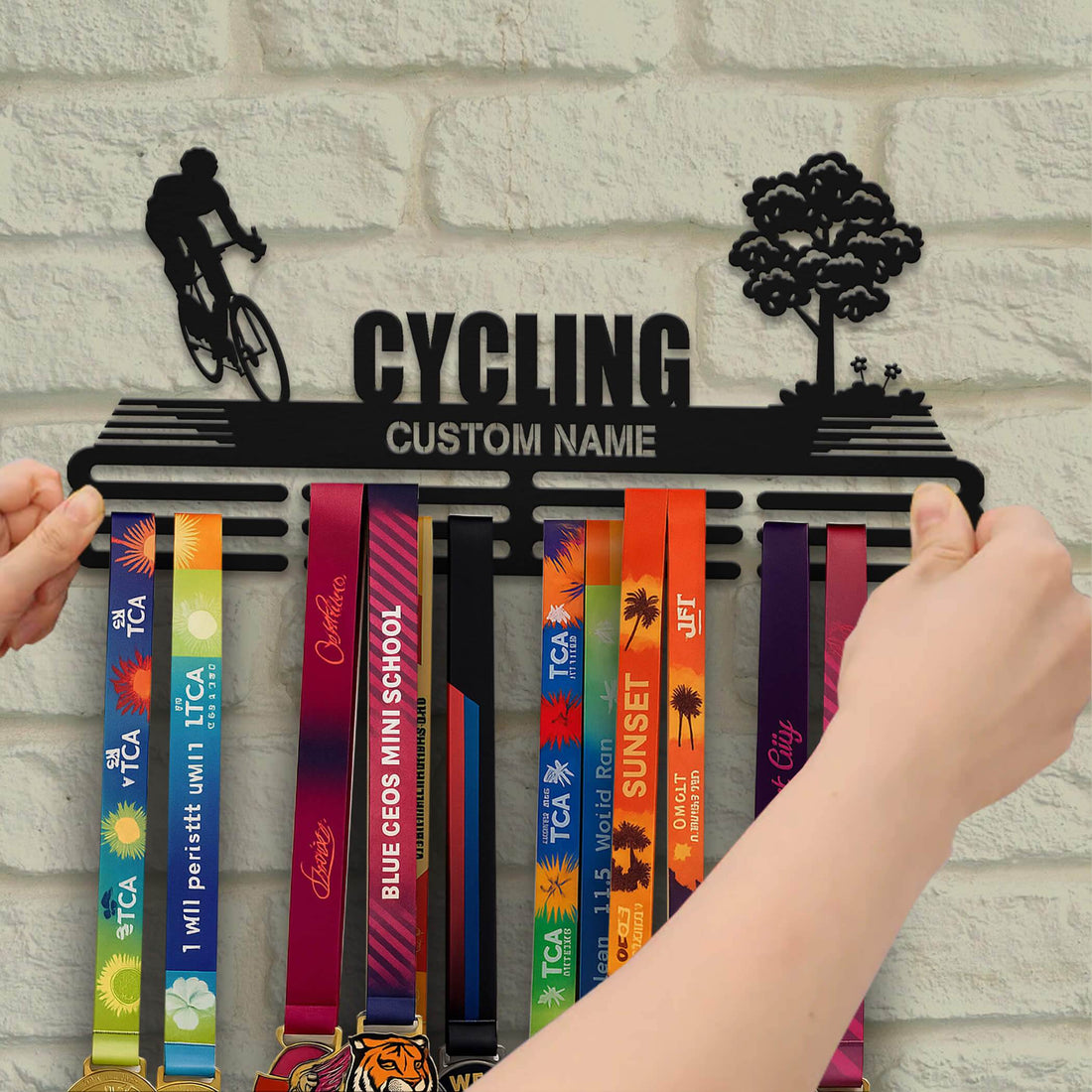 Cyclist Medal Hanger – Personalized Metal Medal Holder – Stainless Steel Display Rack - Champion Hanger