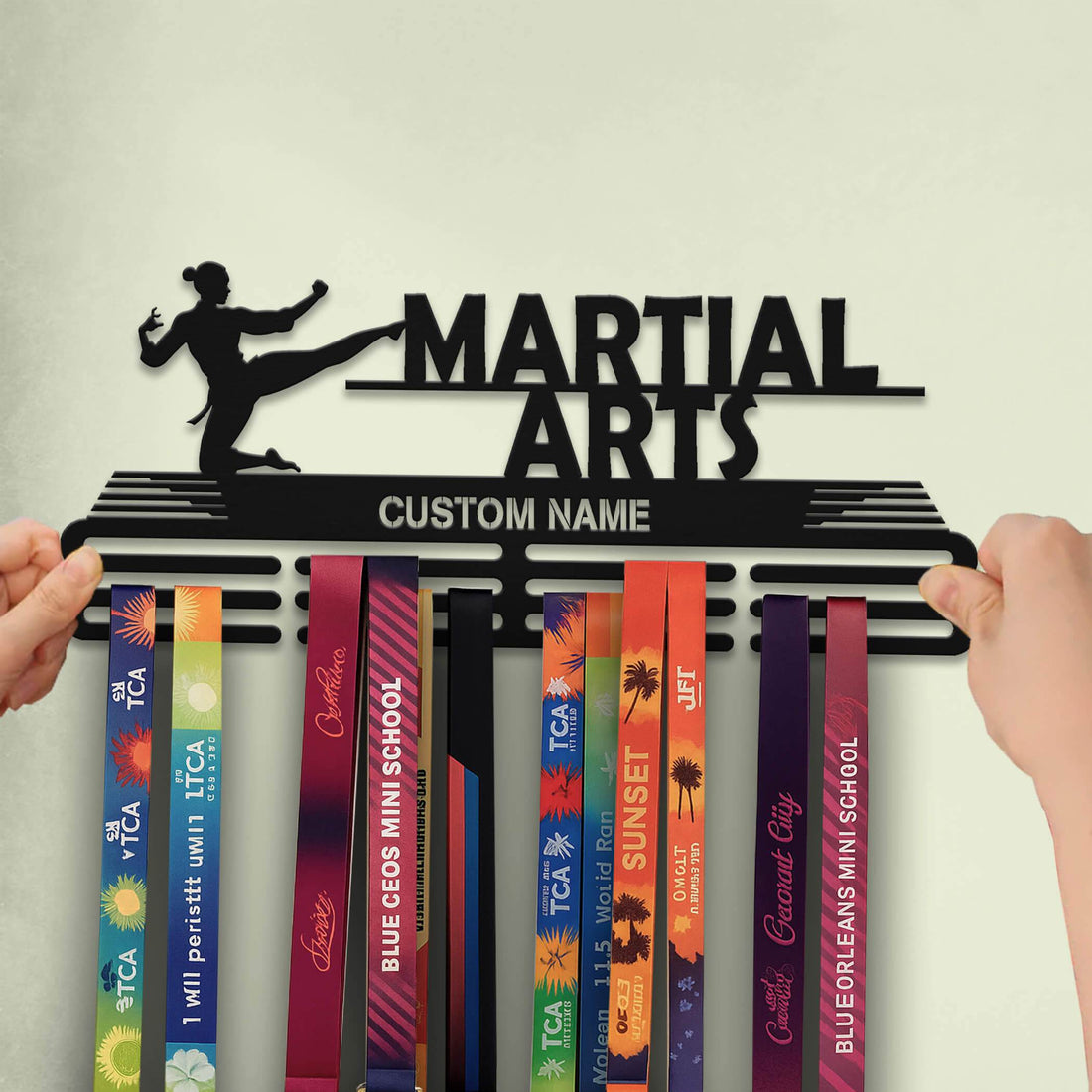 Custom Martial Arts Medal Display – Stainless Steel Wall Hanger for Taekwondo, Karate & MMA Medals - Champion Hanger