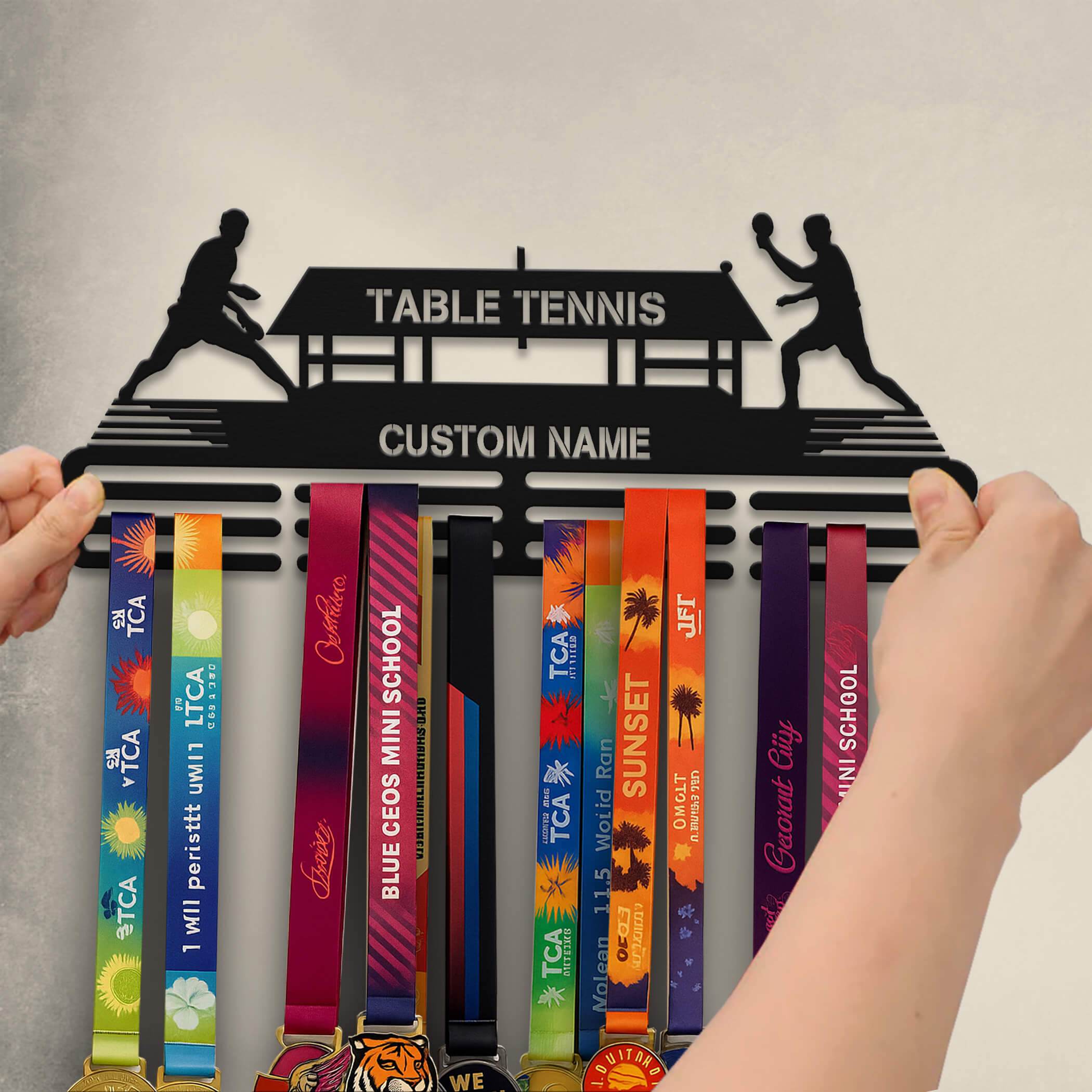 Table Tennis Medal Hanger – Personalized Metal Medal Holder – Stainless Steel Display Rack for Ping Pong Awards - Champion Hanger