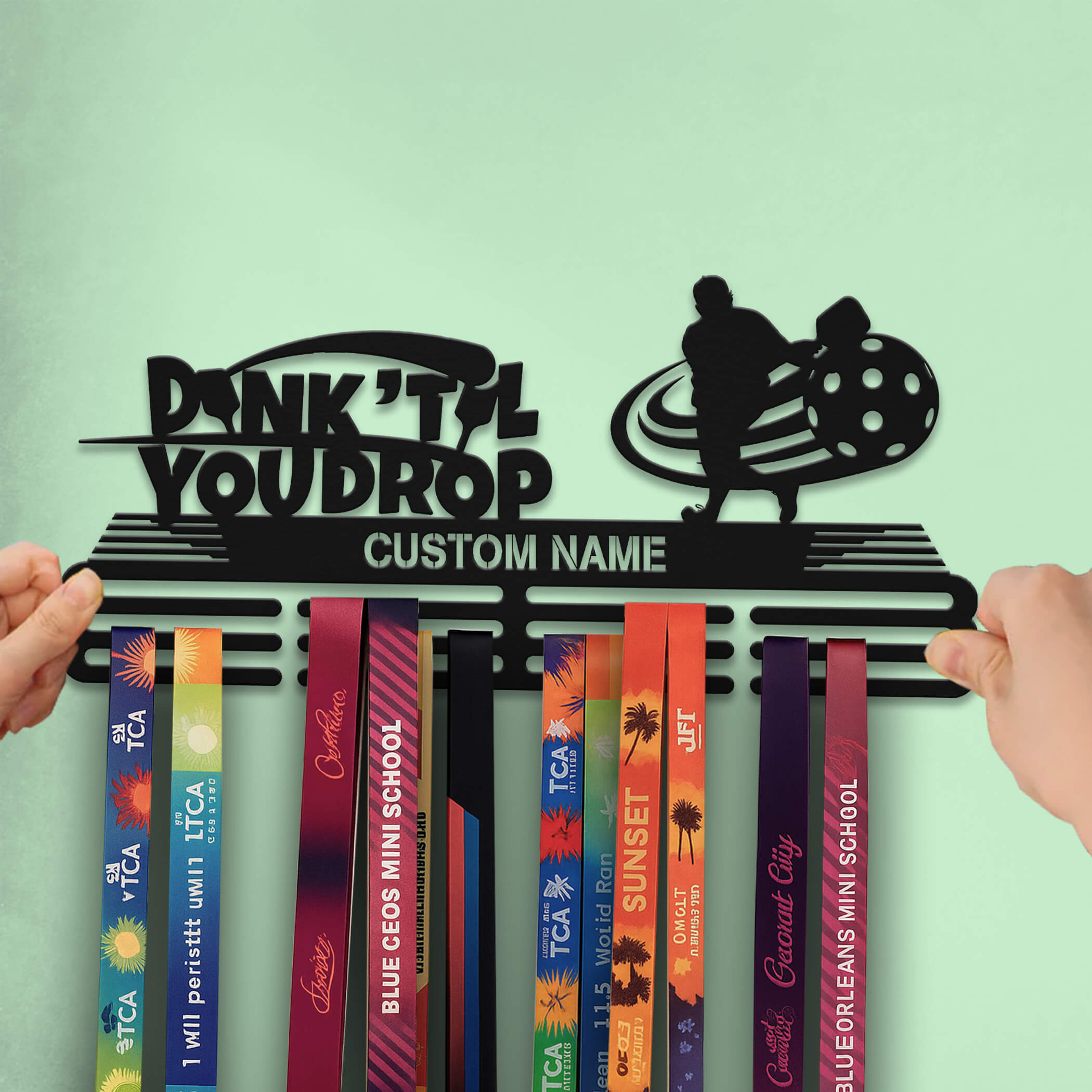 Personalized Pickleball Stainless Steel Medal Hanger – “Dink ’Til You Drop” | ChampionHanger