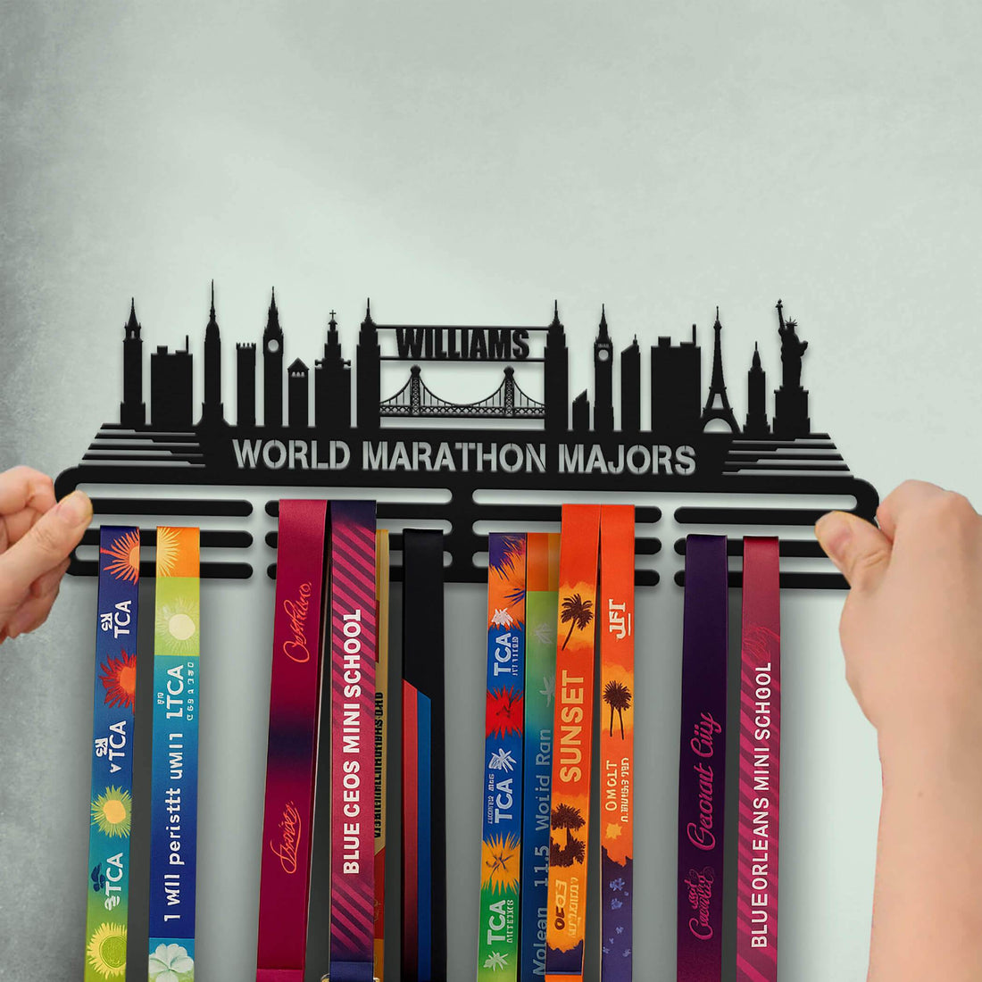 World Marathon Majors Medal Hanger, Custom Metal Medal Holder, Personalized Name Display Rack, Sports Awards Gift - Champion Hanger