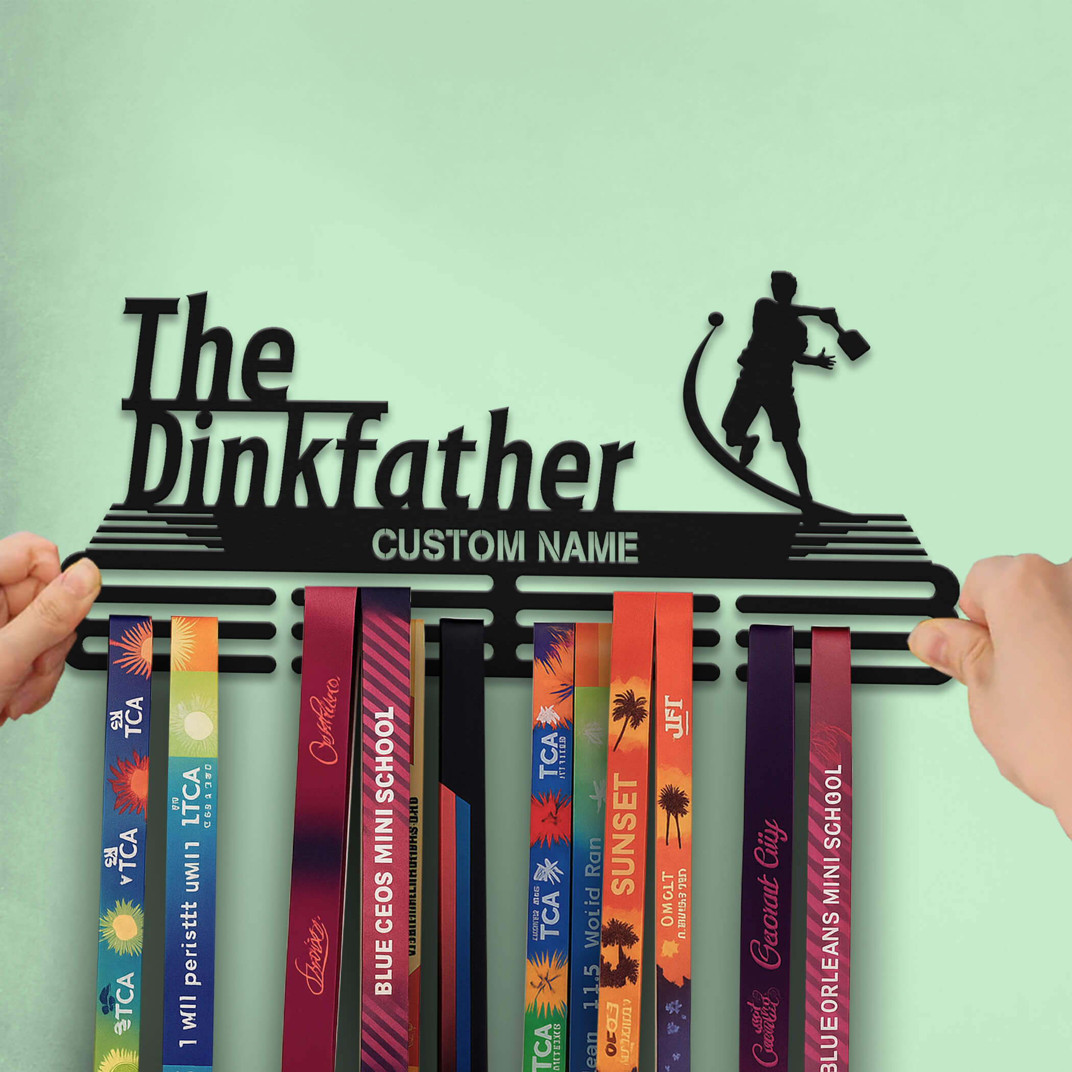 Stainless Steel Pickleball Medal Hanger – "The Dinkfather" Design | Custom Wall Rack for Pickleball Awards | ChampionHanger
