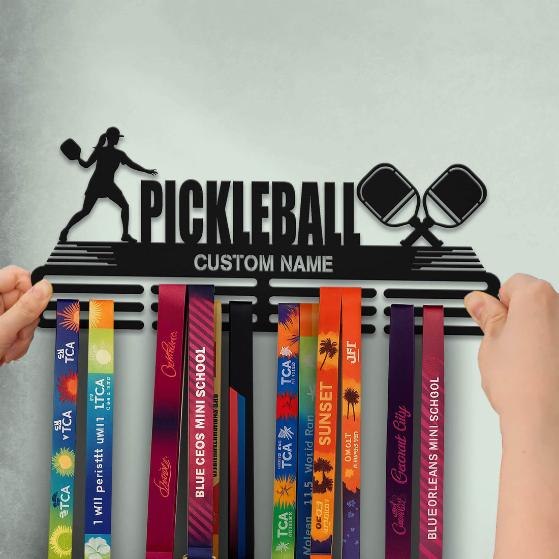 Pickleball Medal Hanger – Personalized Metal Medal Holder – Stainless Steel Wall Display Rack for Pickleball Awards - Champion Hanger