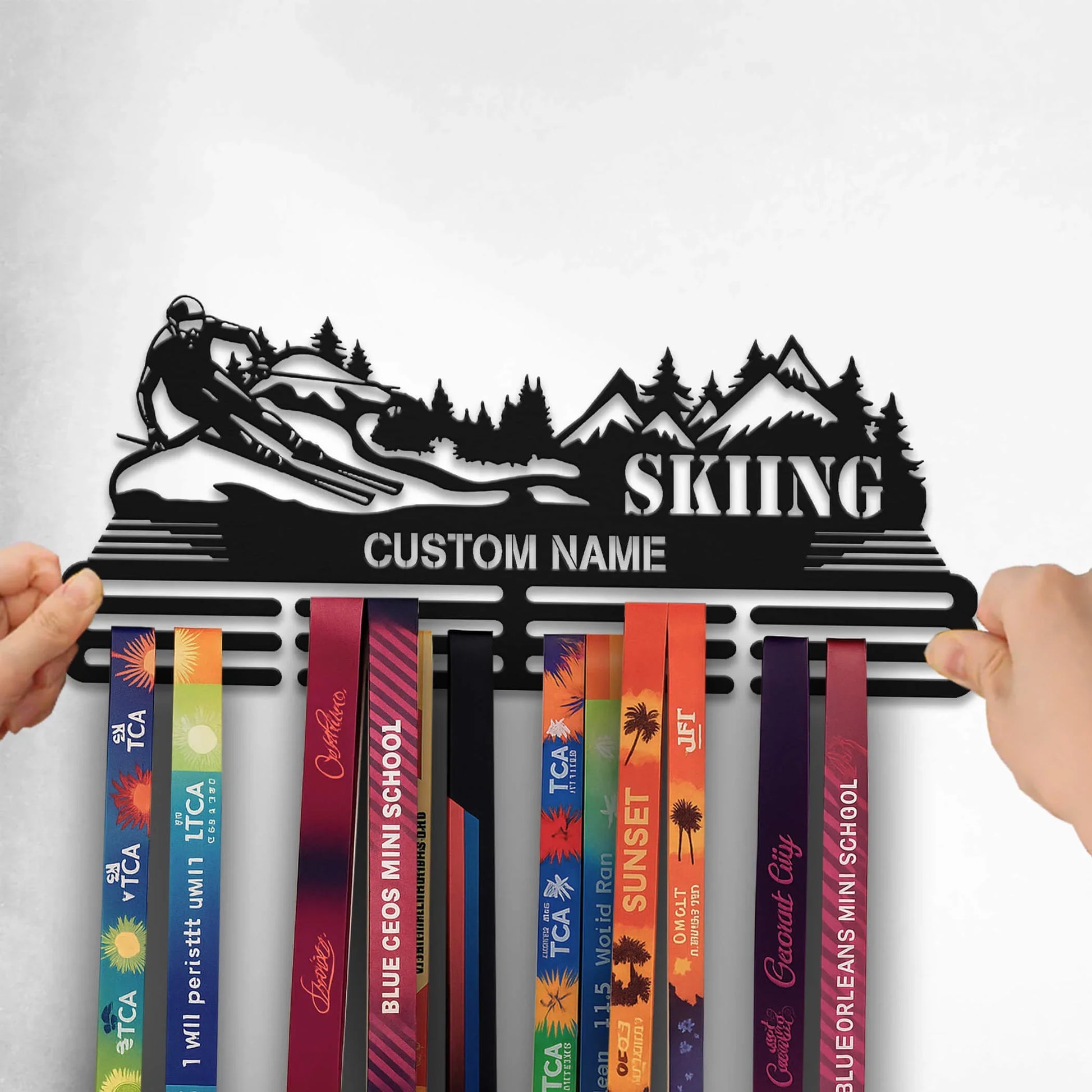Personalized Skiing Medal Hanger – Custom Stainless Steel Medal Holder | ChampionHanger - Champion Hanger