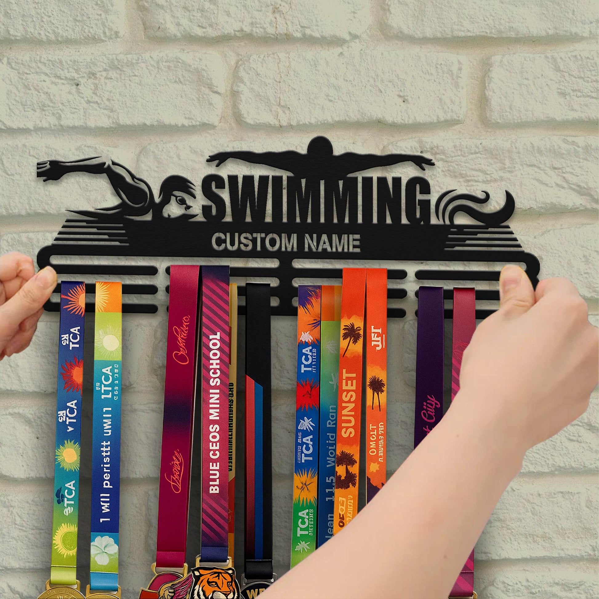 Swimmer Medal Hanger - Metal Hanger for Swimming Awards – Stainless Steel Display Rack - Champion Hanger