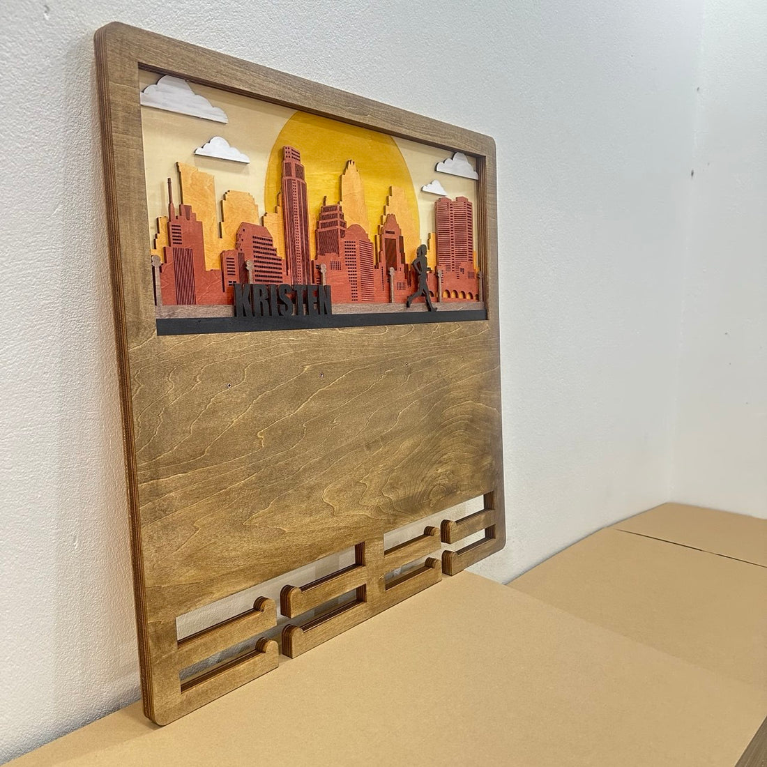 Custom Wooden Medal Hanger for Runners & Cyclists | Austin City Design | Personalized Display by ChampionHanger