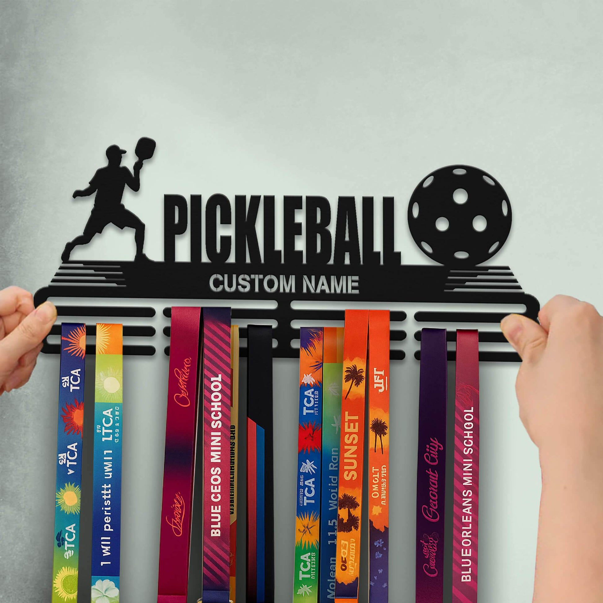Pickleball Medal Hanger – Personalized Metal Medal Holder – Stainless Steel Wall Display Rack for Pickleball Awards - Champion Hanger