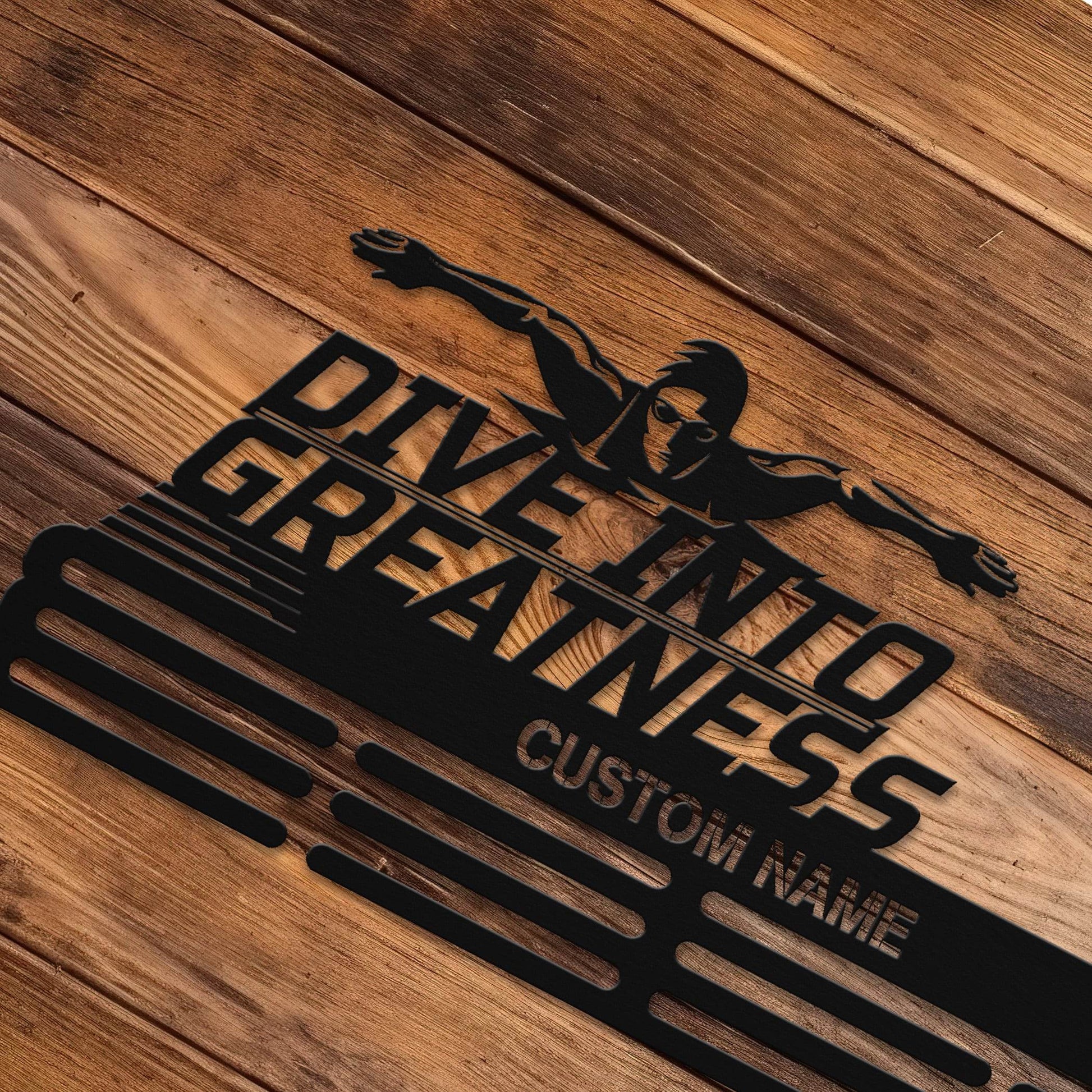 Swimming Medal Hanger – Personalized Metal Medal Holder – Stainless Steel Display Rack - Champion Hanger