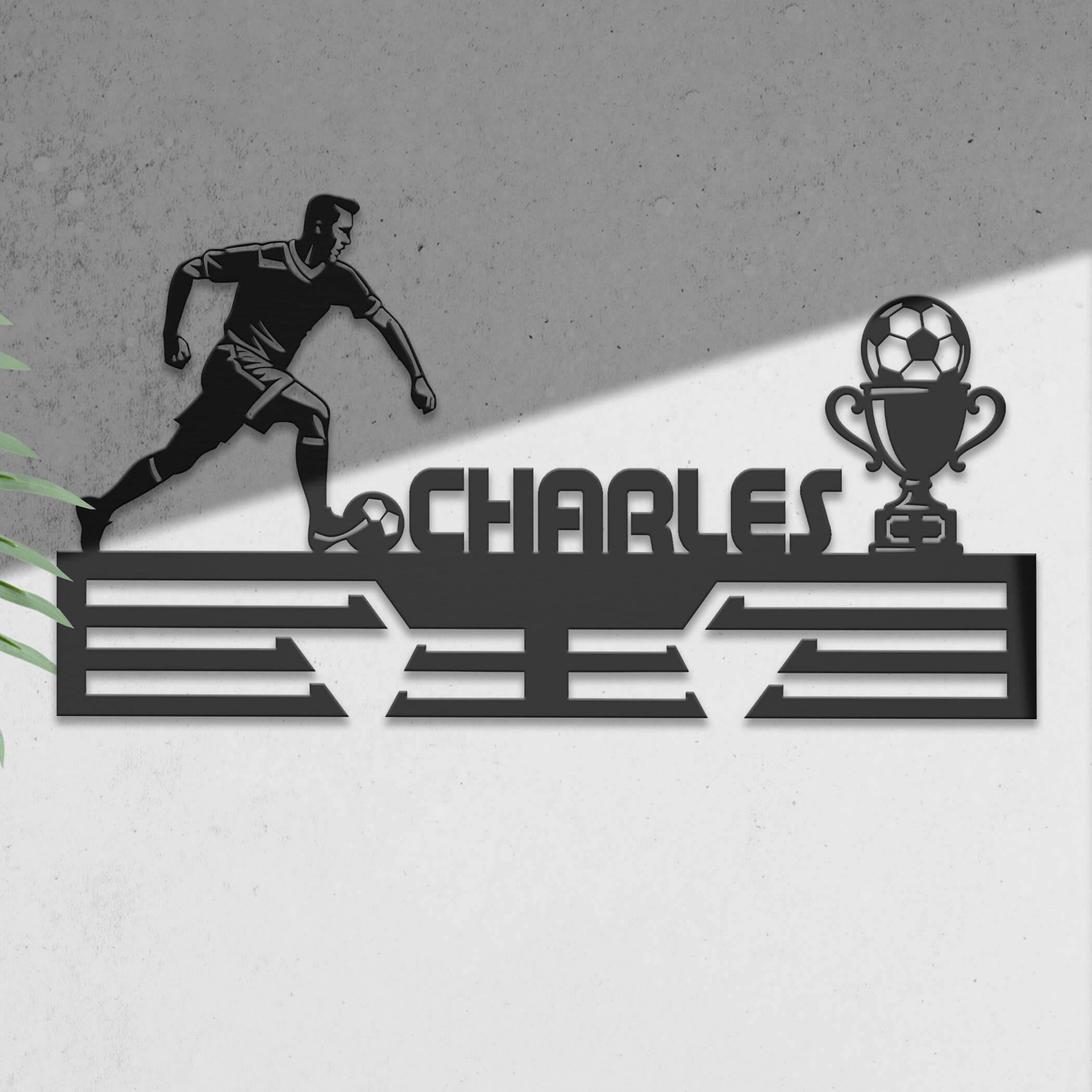 Personalized Soccer Medal Rack – Durable Stainless Steel Wall Display Holder for Medals & Awards - Champion Hanger