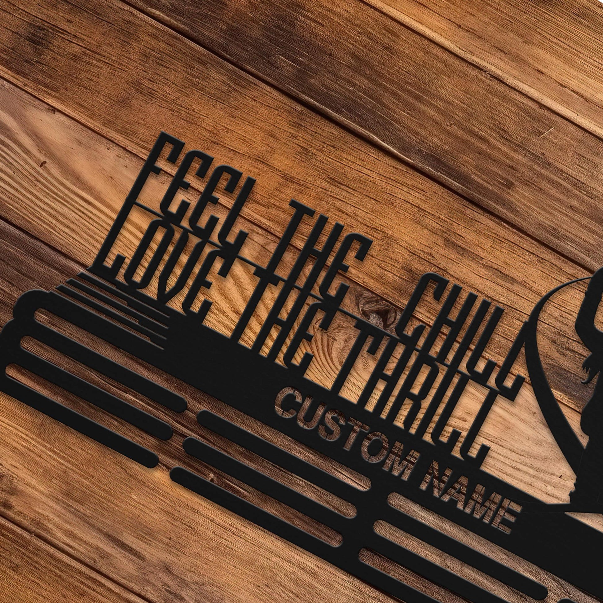 Stainless Steel Snowboarding Medal Hanger – “Feel The Chill, Love The Thrill” | Personalized Snowboard Medal Holder | ChampionHanger - Champion Hanger