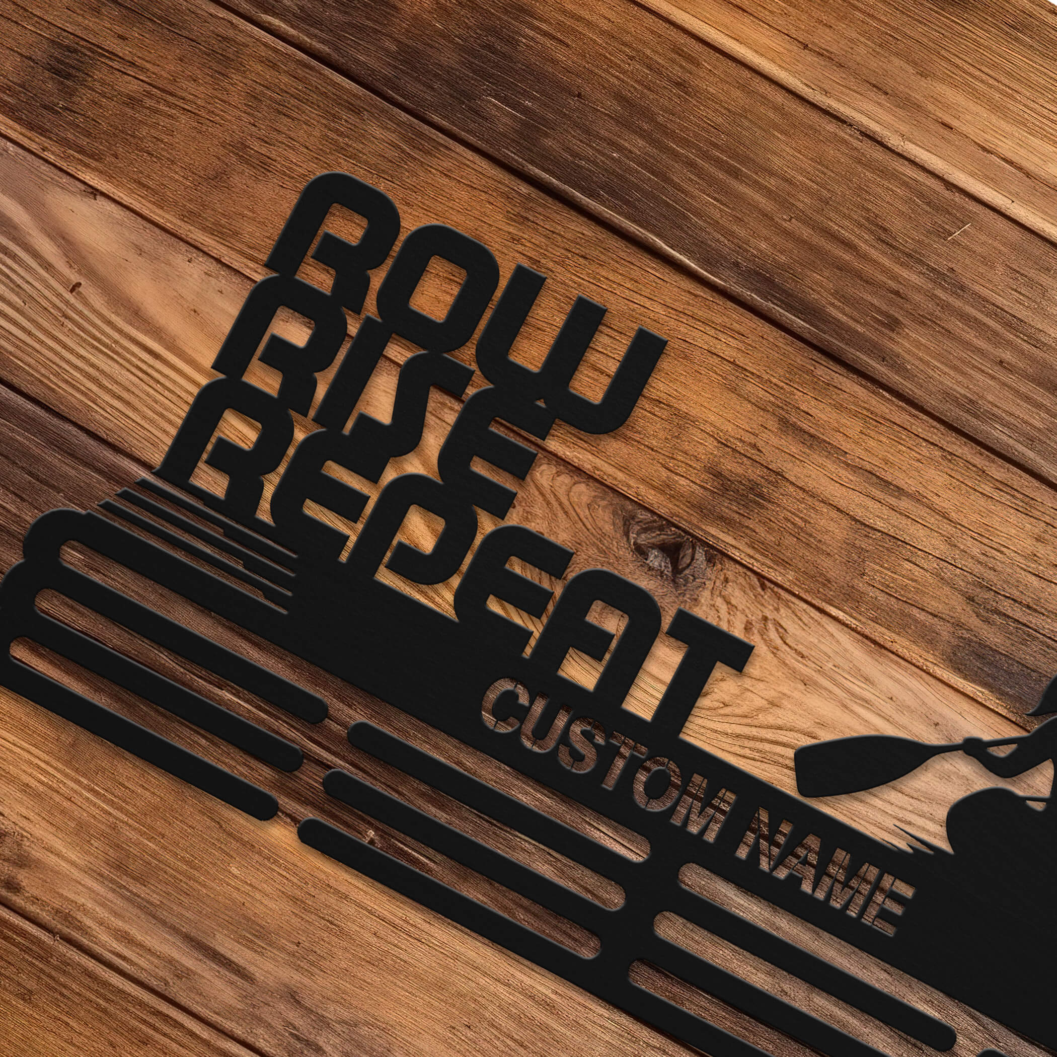 Personalized Kayak Medal Hanger – Stainless Steel Medal Holder with “Row Rise Repeat” Quote | Gifts for Kayakers | ChampionHanger