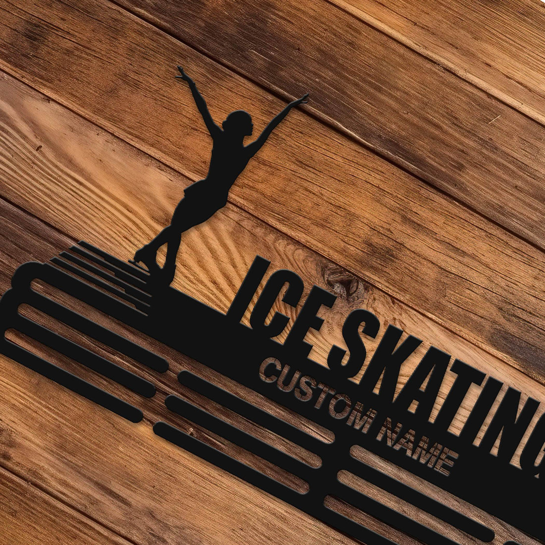 Ice skater Medal Hanger – Personalized Metal Medal Holder – Stainless Steel Display Rack - Champion Hanger