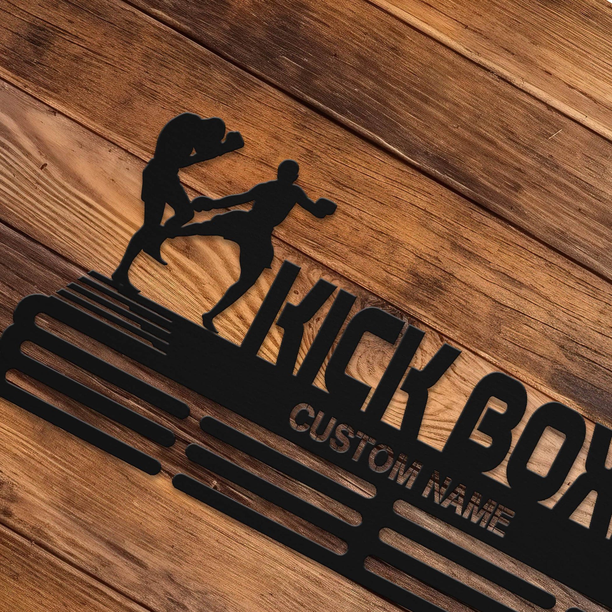 Personalized Kickboxing Medal Holder – Stainless Steel Wall Rack for Kickboxing Awards and Medals - Champion Hanger
