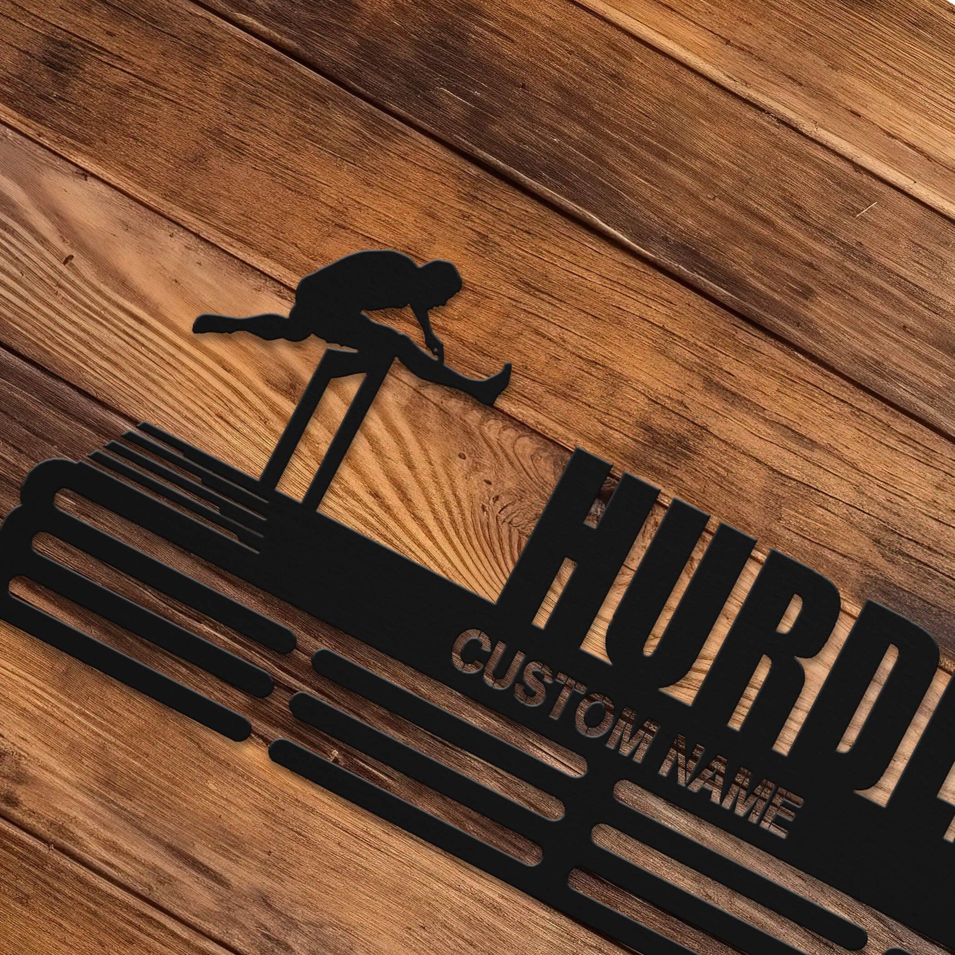 Hurdles Medal Hanger – Personalized Metal Medal Holder – Stainless Steel Wall Display Rack for Track & Field Awards - Champion Hanger