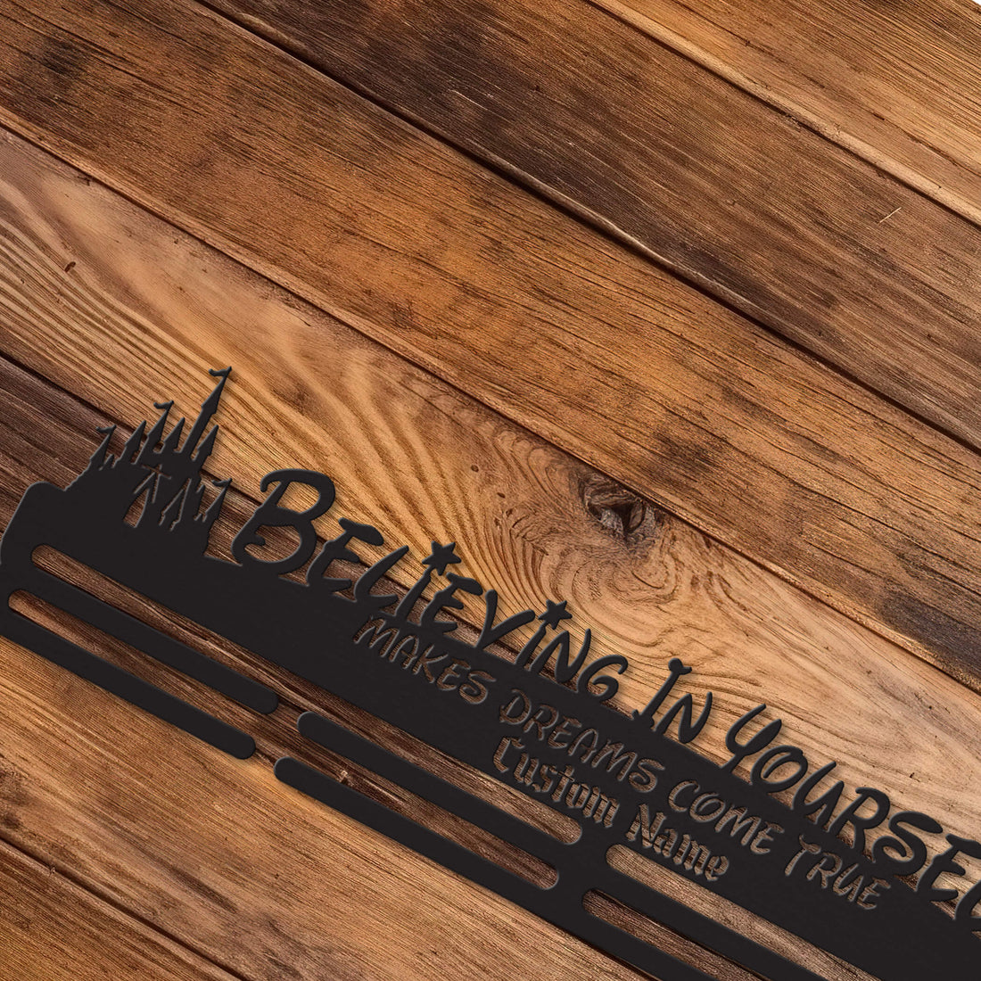 Stainless Steel Medal Hanger – Enchanted Marathon Theme with Inspirational Quote | ChampionHanger