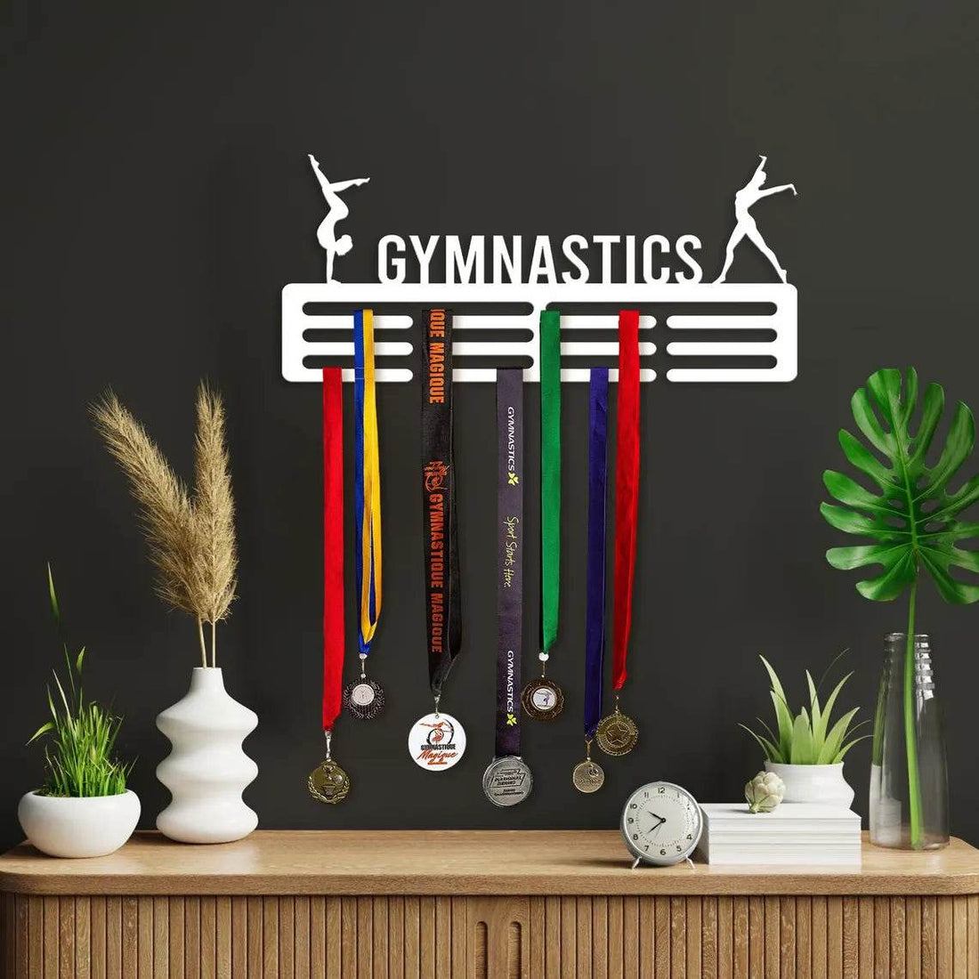 Personalized Gymnastics Medal Holder – Custom Wall Rack for Displaying Gymnast Awards and Medals - Champion Hanger