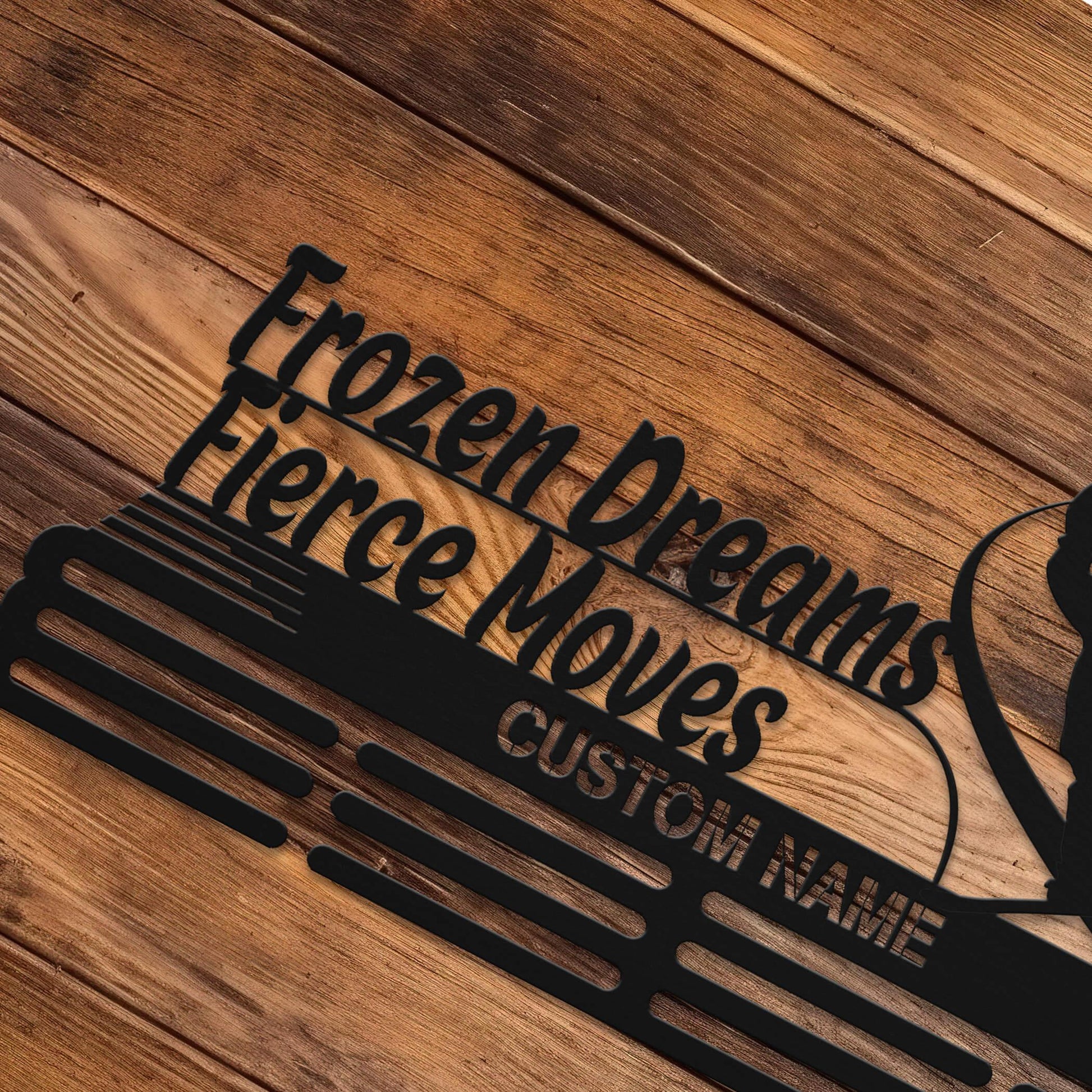 Personalized Snowboard Medal Hanger – Stainless Steel Display with “Frozen Dreams Fierce Moves” Quote | Custom Name Gift | ChampionHanger - Champion Hanger