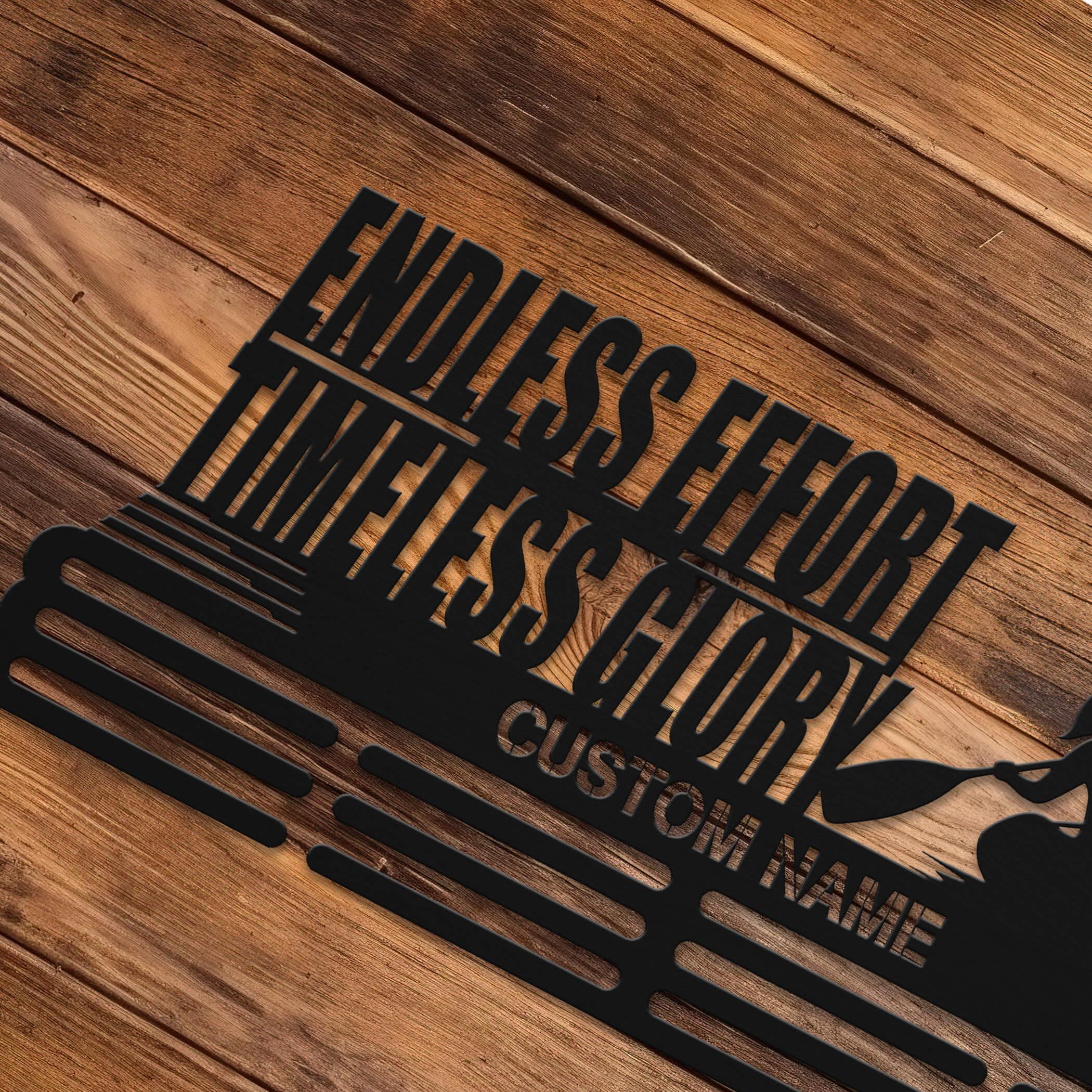 Personalized Stainless Steel Kayak Medal Hanger – Custom Medal Display Rack with Quote “Endless Effort Timeless Glory” | ChampionHanger - Champion Hanger