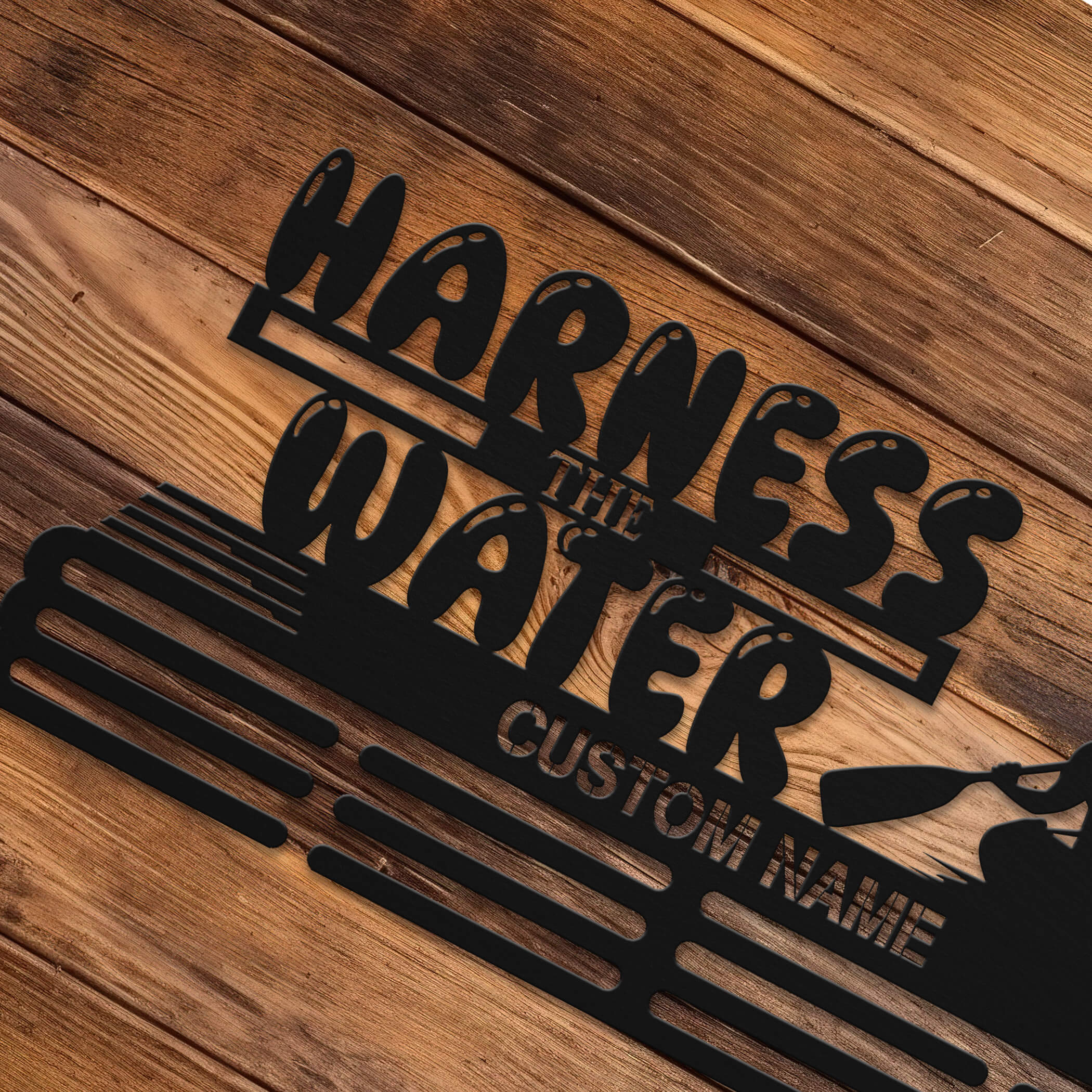 Personalized Kayak Medal Hanger – Stainless Steel Medal Holder with “Harness the Water” Quote | ChampionHanger