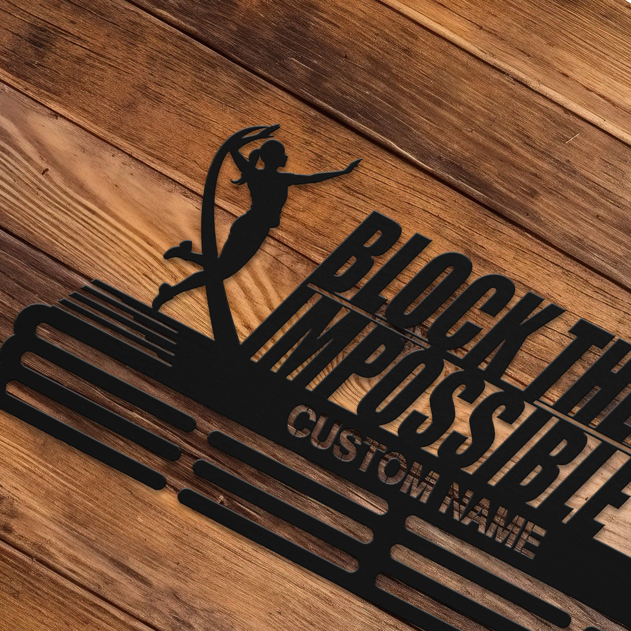 Personalized Volleyball Medal Hanger – Stainless Steel Rack with "Block the Impossible" Quote | ChampionHanger