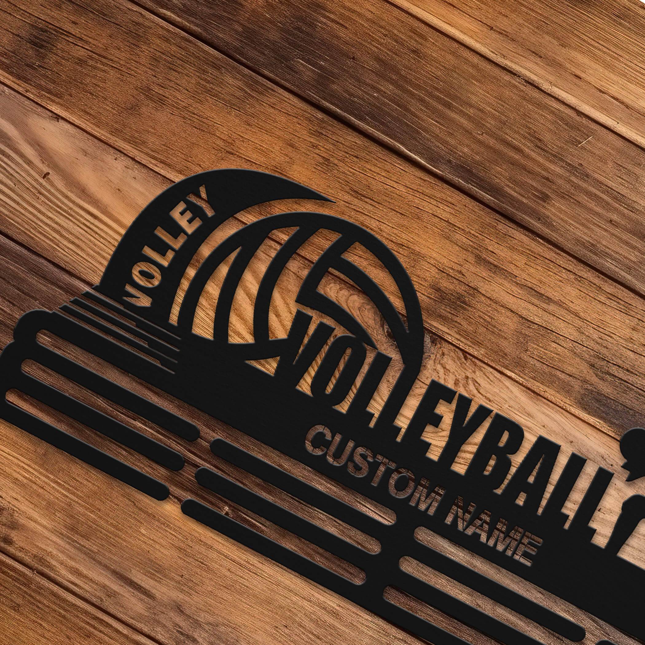 Personalized Volleyball Medal Holder – Stainless Steel Wall Rack for Displaying Awards - Champion Hanger