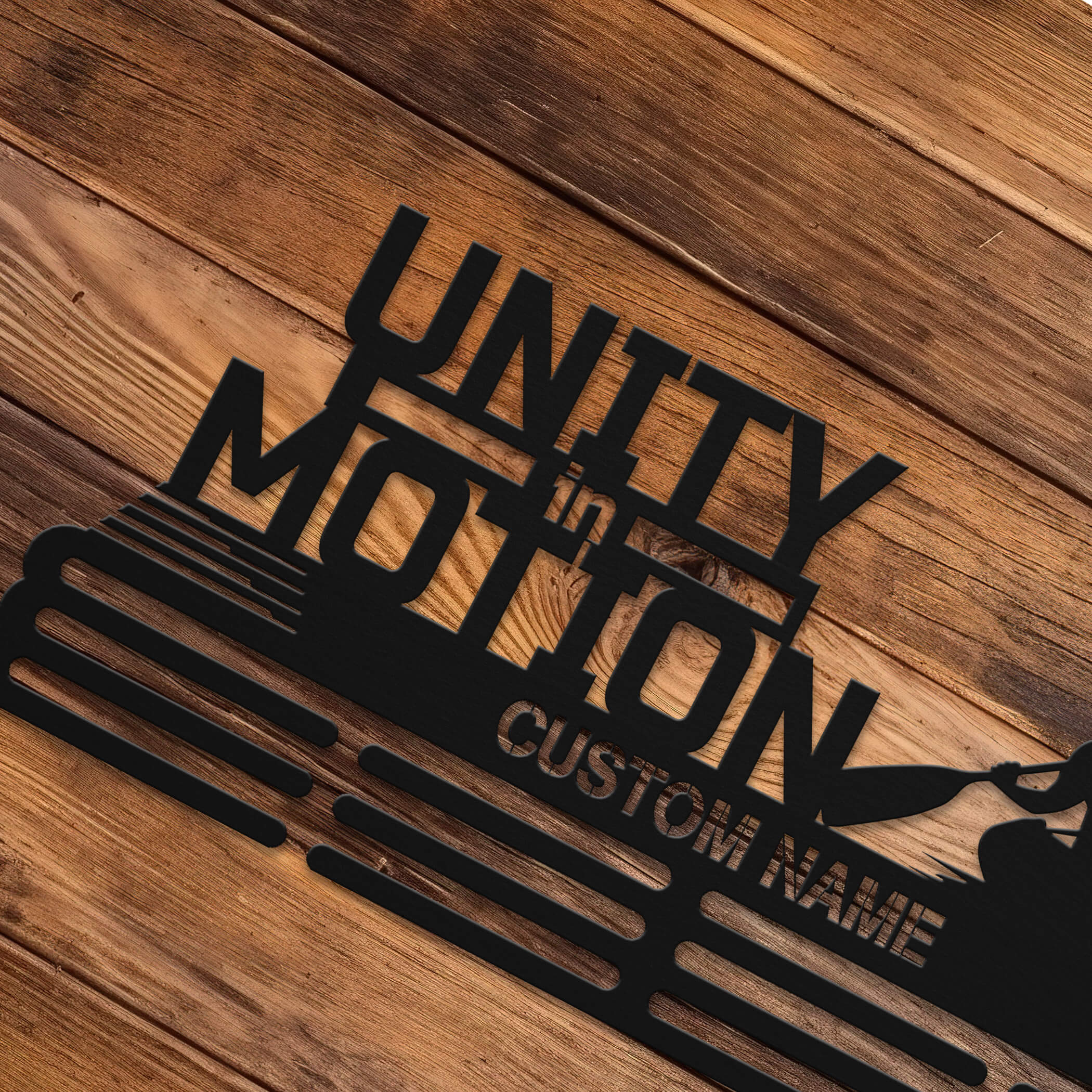 Personalized Kayak Medal Hanger with Quote "Unity in Motion" | Stainless Steel Medal Display | ChampionHanger