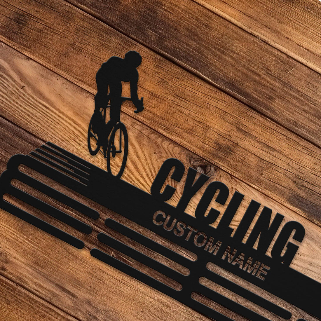 Cyclist Medal Hanger – Personalized Metal Medal Holder – Stainless Steel Display Rack - Champion Hanger