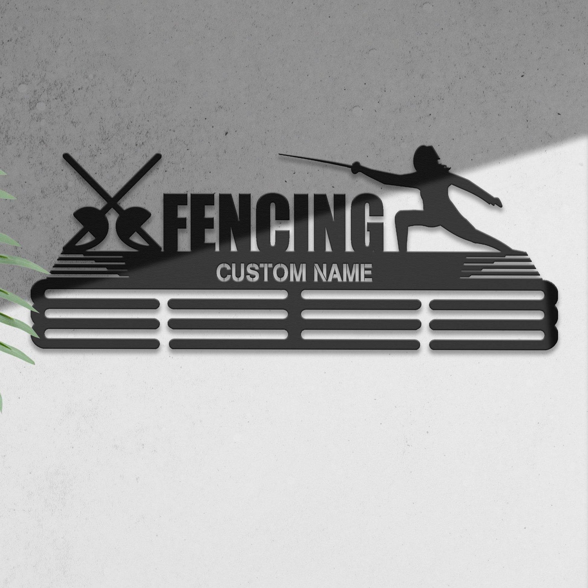 Fencing Medal Hanger – Personalized Metal Medal Holder – Stainless Steel Wall Display Rack for Fencing Awards - Champion Hanger