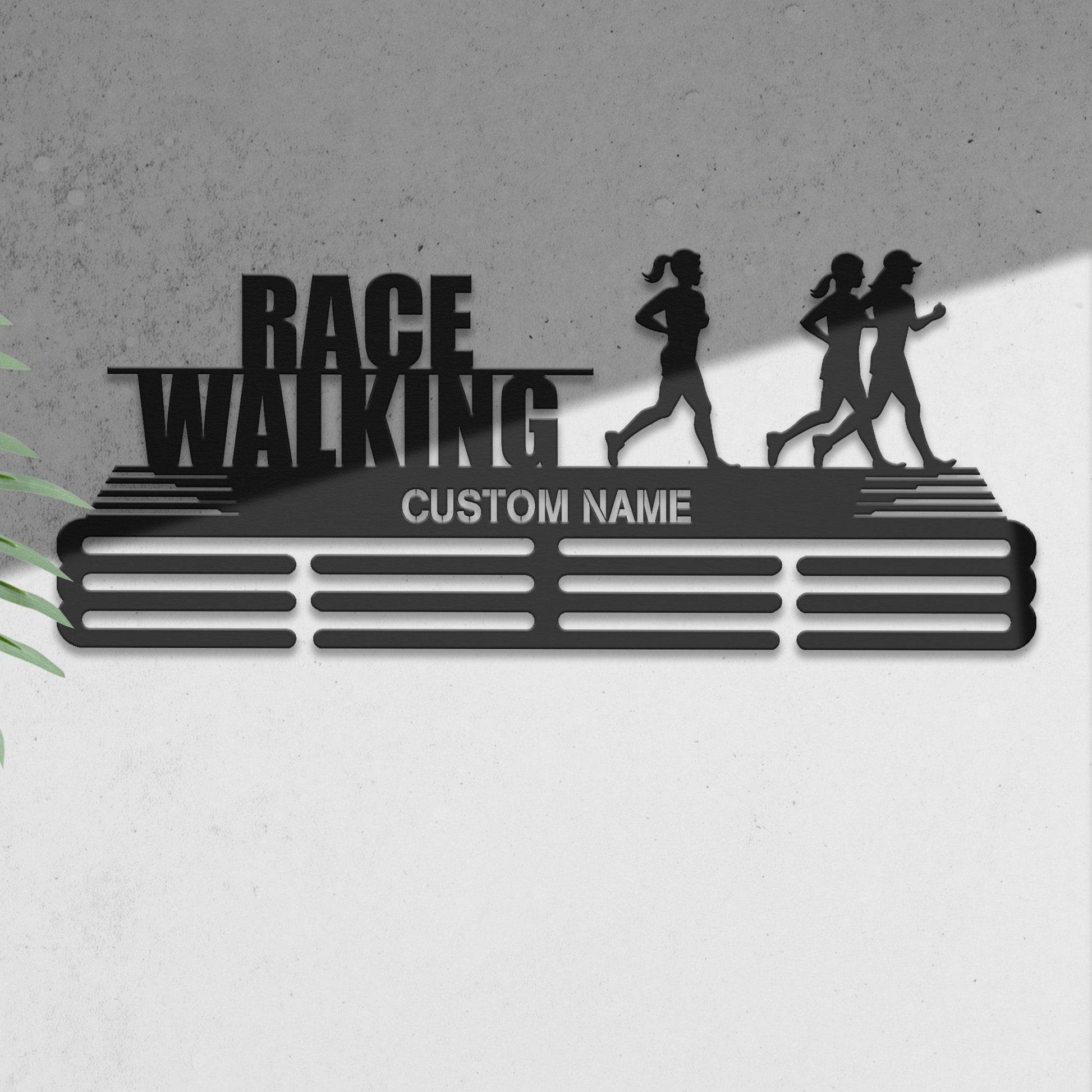 Race Walking Medal Hanger – Personalized Metal Medal Holder – Stainless Steel Display Rack for Race Walking Awards - Champion Hanger
