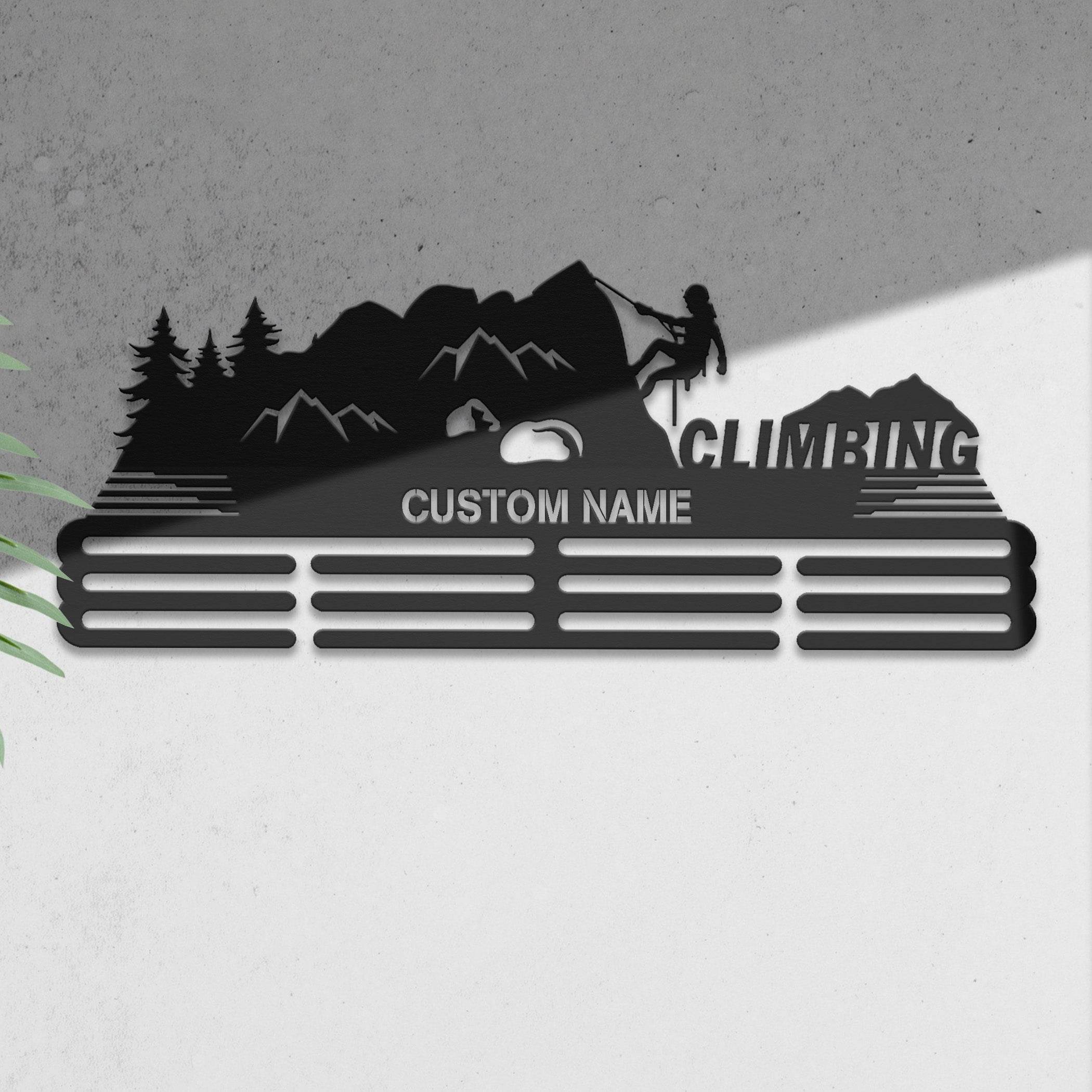 Climbing Medal Hanger – Personalized Metal Medal Holder – Stainless Steel Wall Display Rack - Champion Hanger
