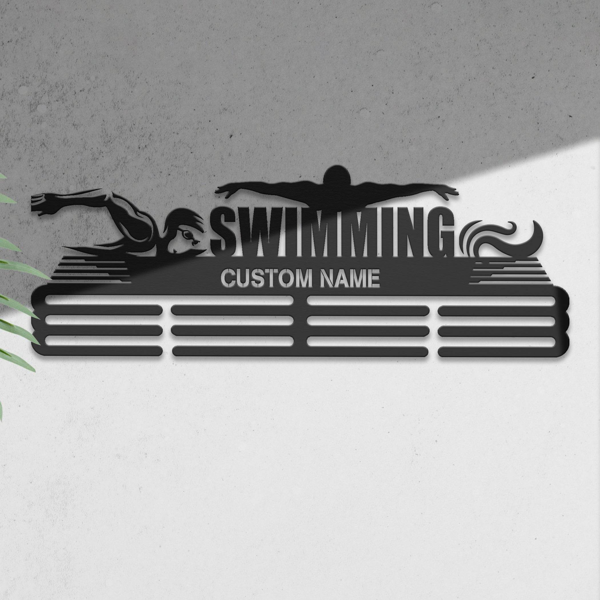 Swimmer Medal Hanger - Metal Hanger for Swimming Awards – Stainless Steel Display Rack - Champion Hanger