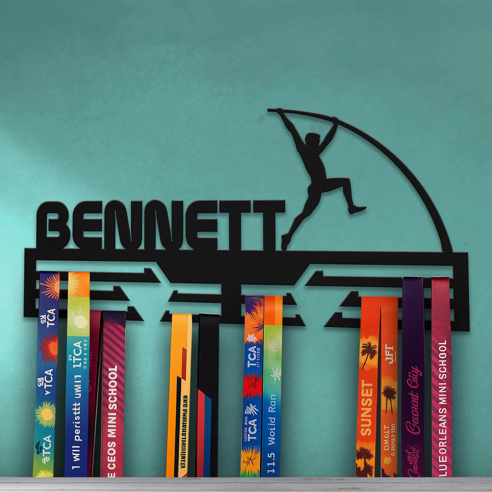Custom Pole Vault Medal Display – Stainless Steel Medal Hanger for Pole Vaulting Athletes - Champion Hanger