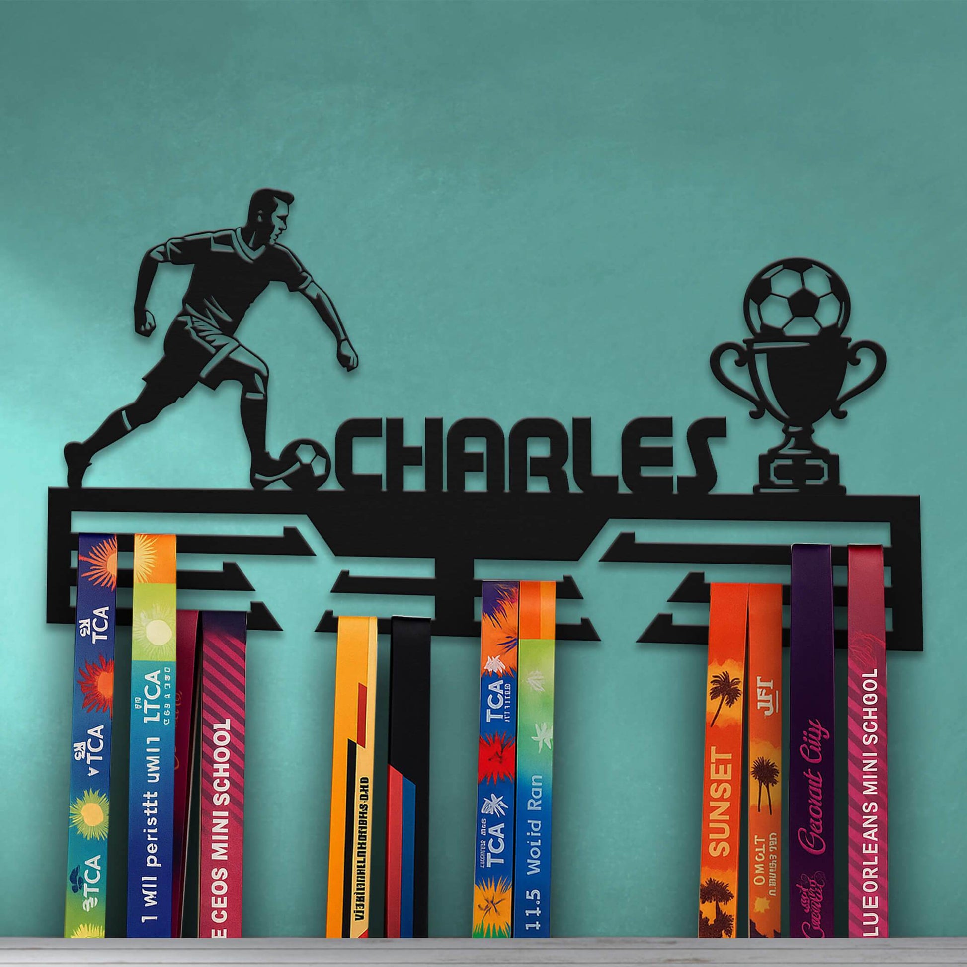 Personalized Soccer Medal Rack – Durable Stainless Steel Wall Display Holder for Medals & Awards - Champion Hanger