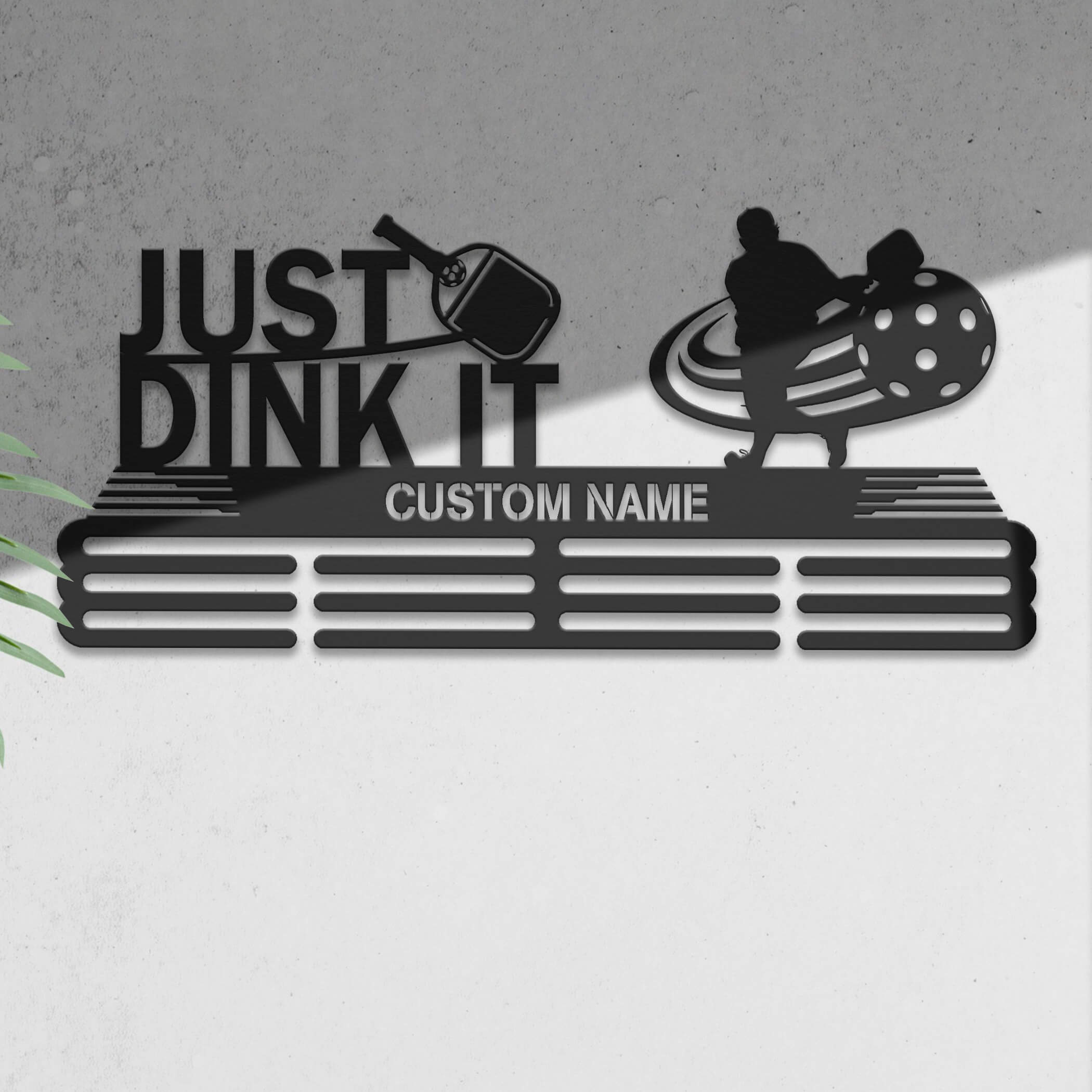 Stainless Steel Pickleball Medal Hanger – Just Dink It | Personalized Wall Rack by ChampionHanger