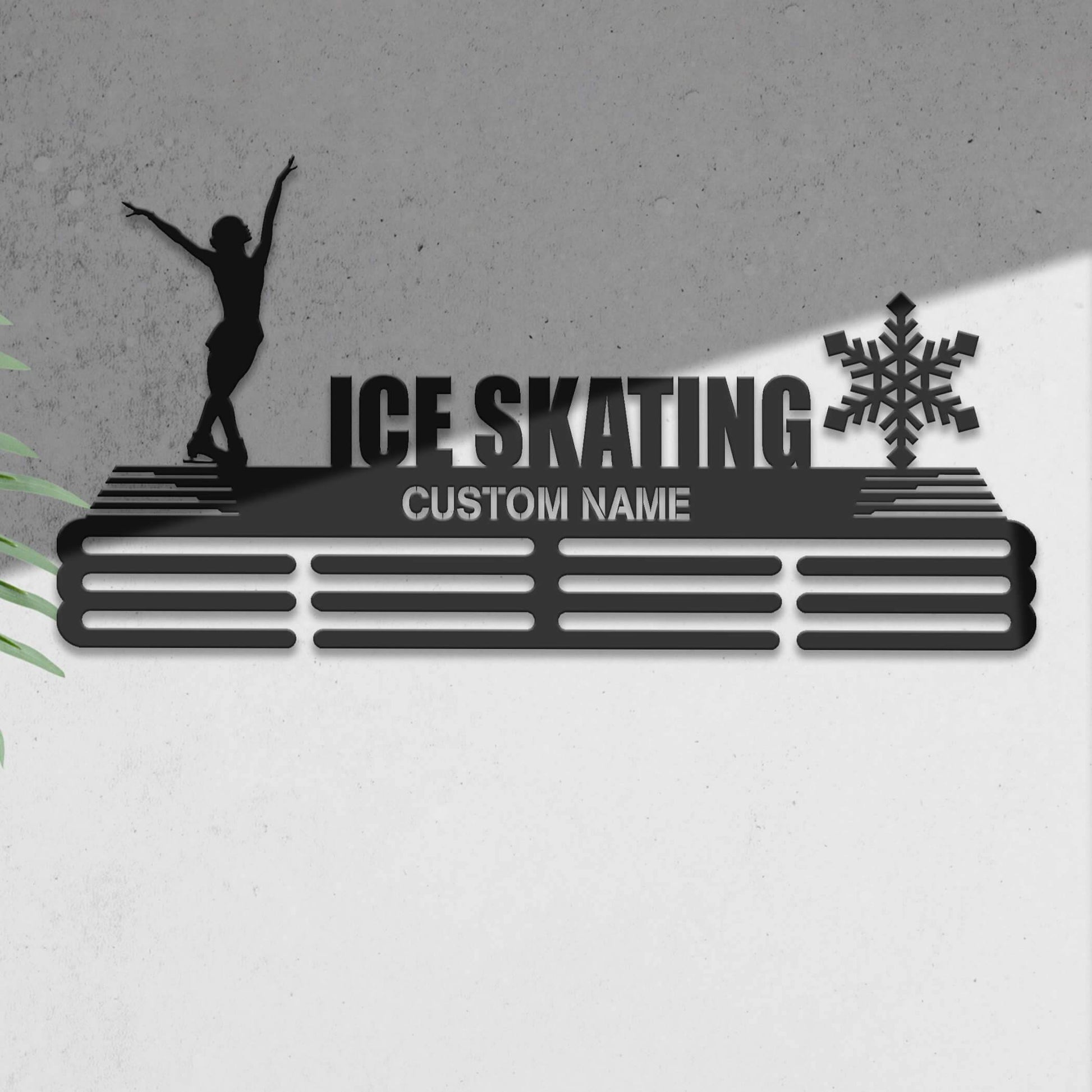 Ice skater Medal Hanger – Personalized Metal Medal Holder – Stainless Steel Display Rack - Champion Hanger