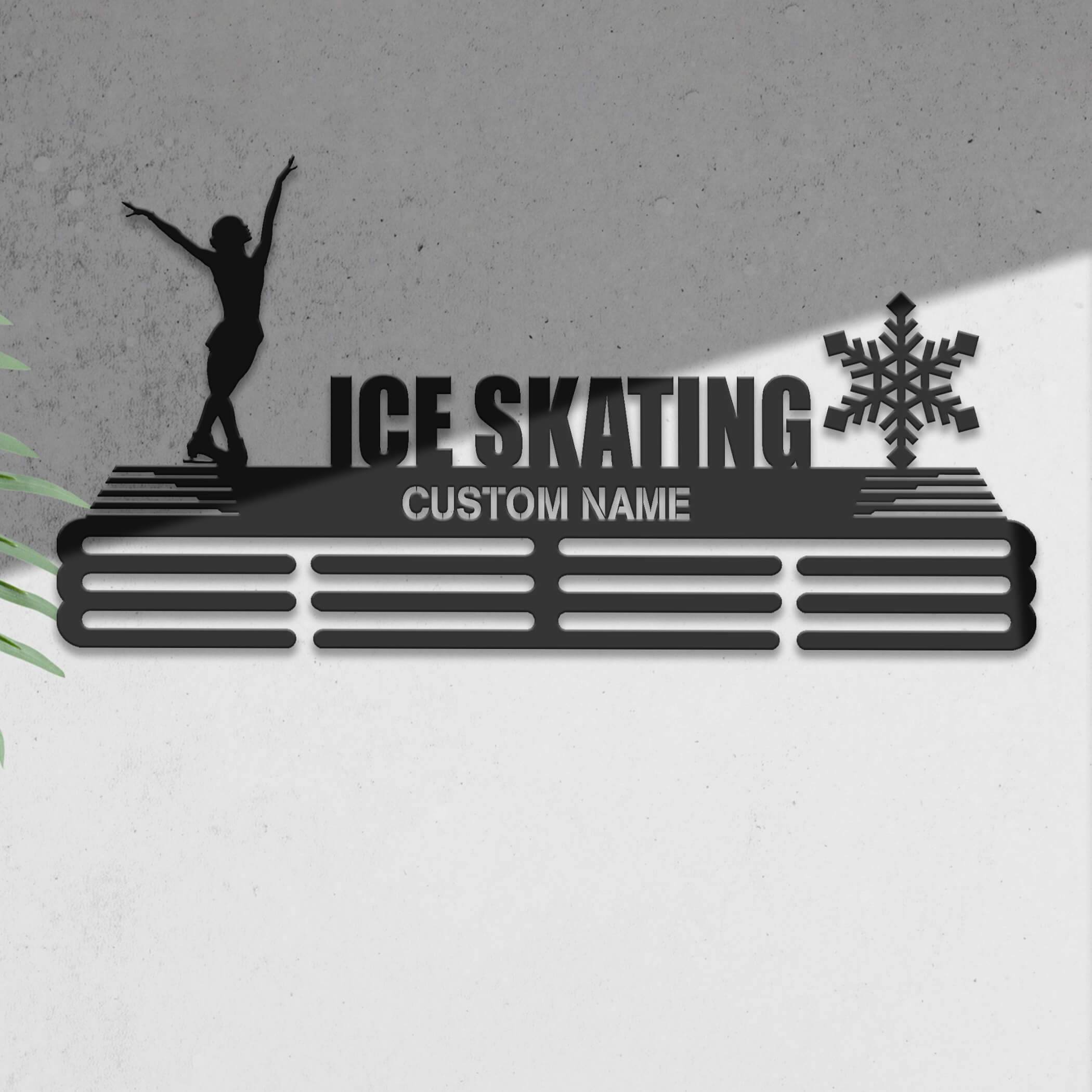 Ice skater Medal Hanger – Personalized Metal Medal Holder – Stainless Steel Display Rack - Champion Hanger