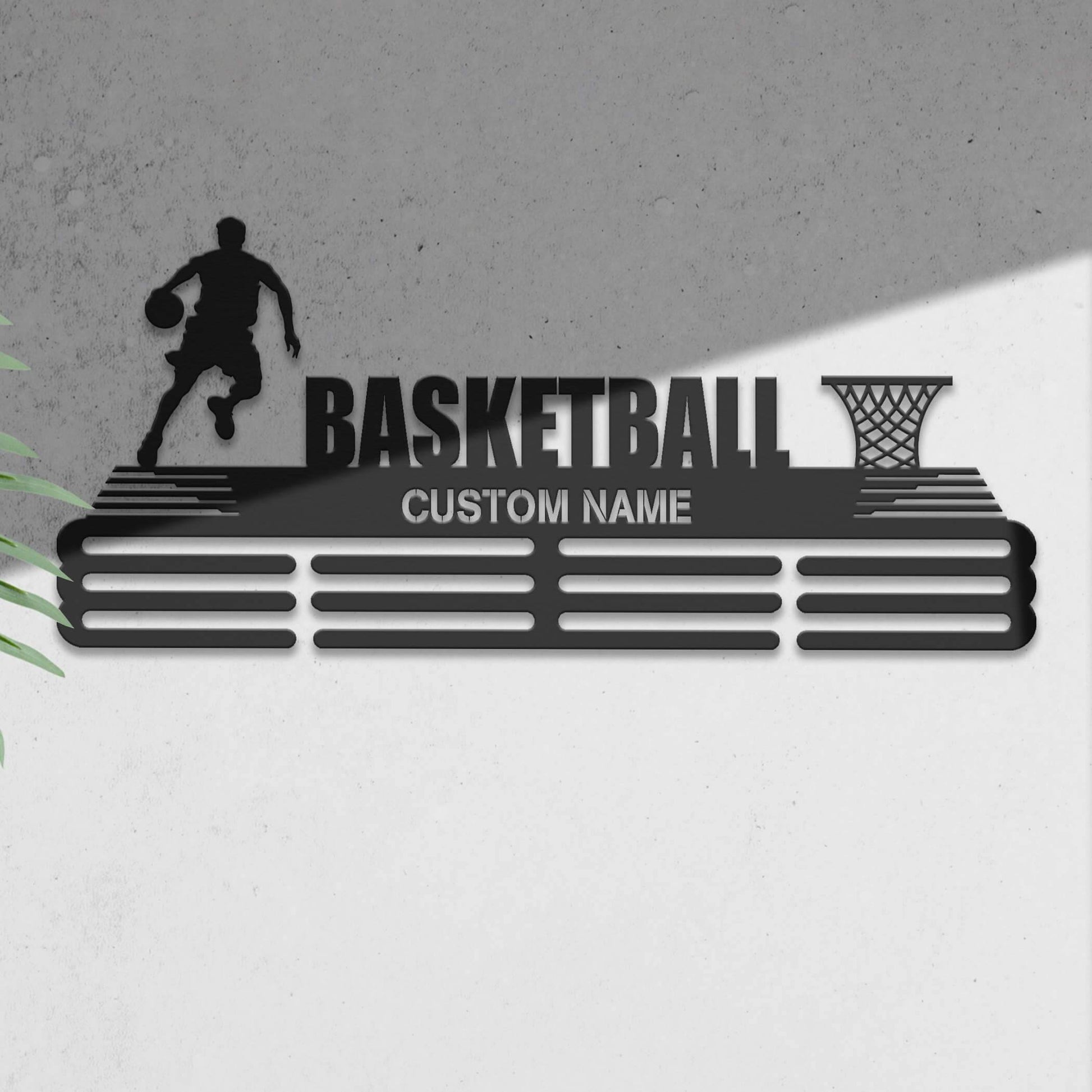 Basketball Player Medal Hanger – Personalized Metal Medal Holder – Stainless Steel Display Rack - Champion Hanger