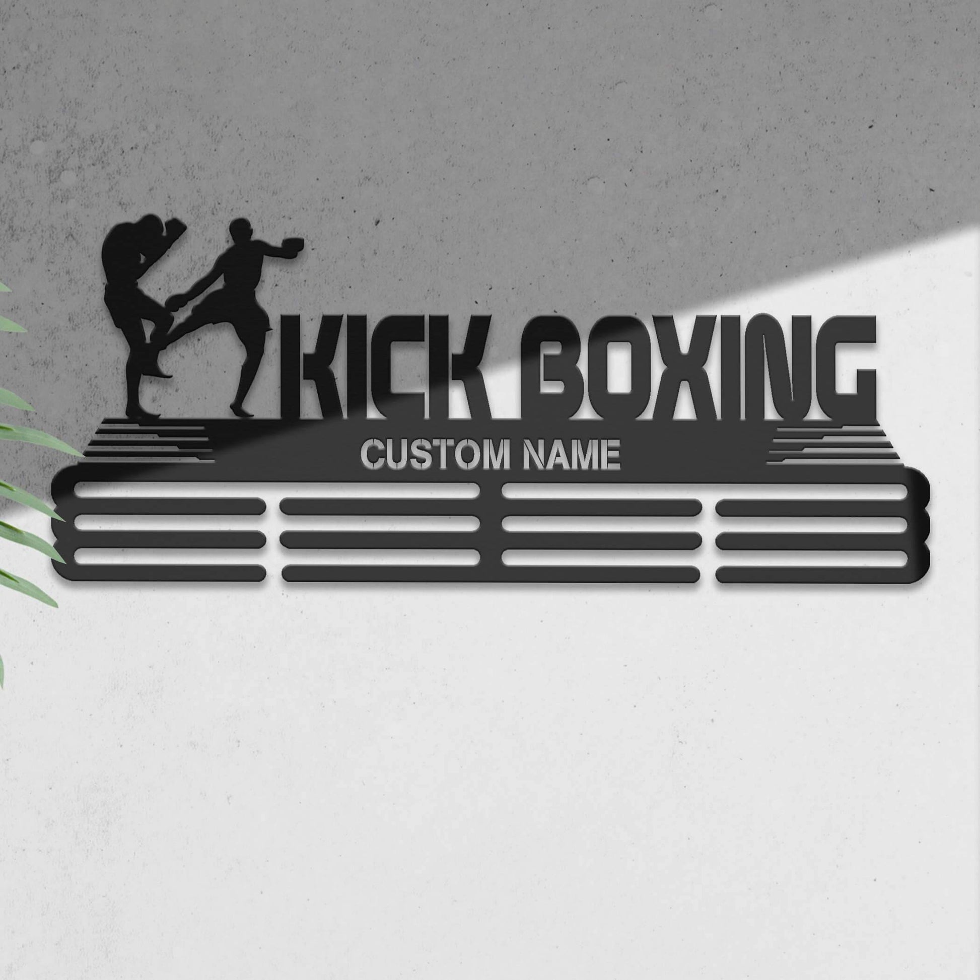 Personalized Kickboxing Medal Holder – Stainless Steel Wall Rack for Kickboxing Awards and Medals - Champion Hanger