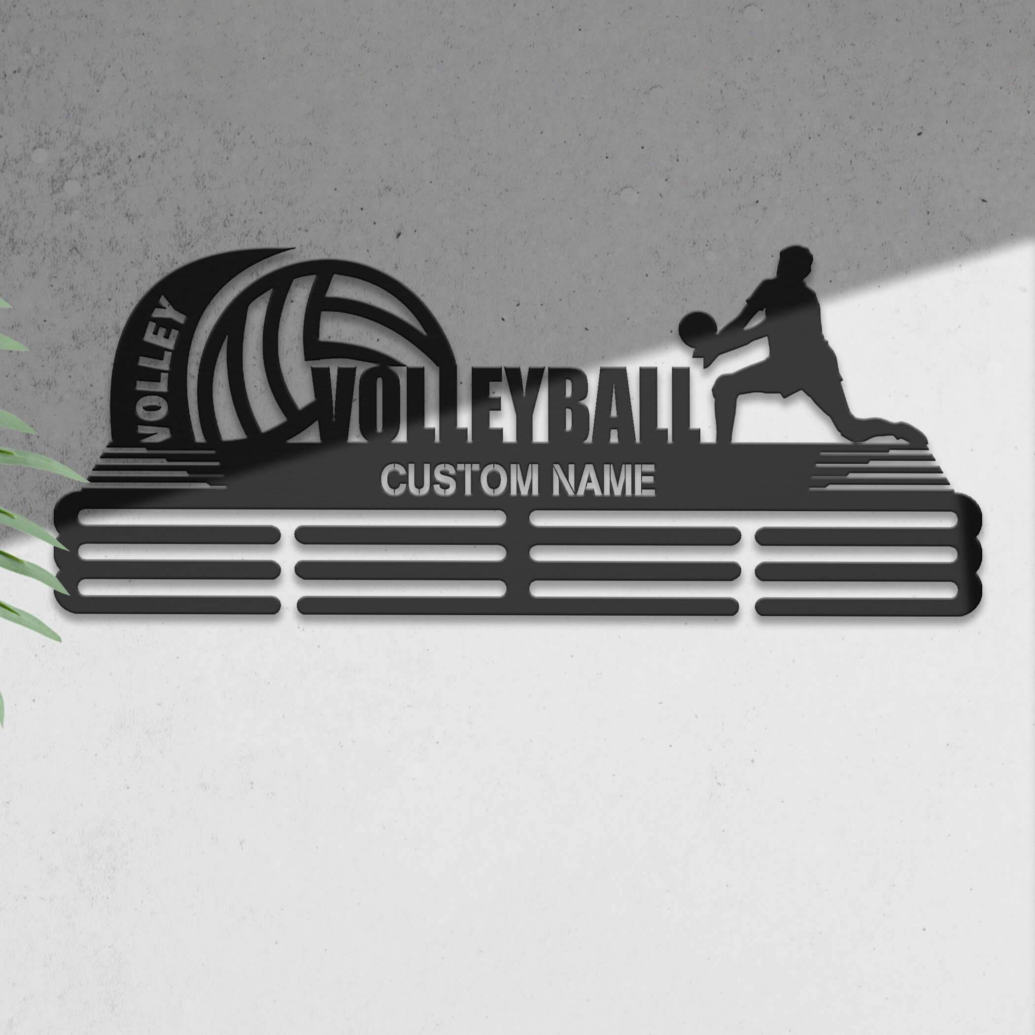 Personalized Volleyball Medal Holder – Stainless Steel Wall Rack for Displaying Awards - Champion Hanger