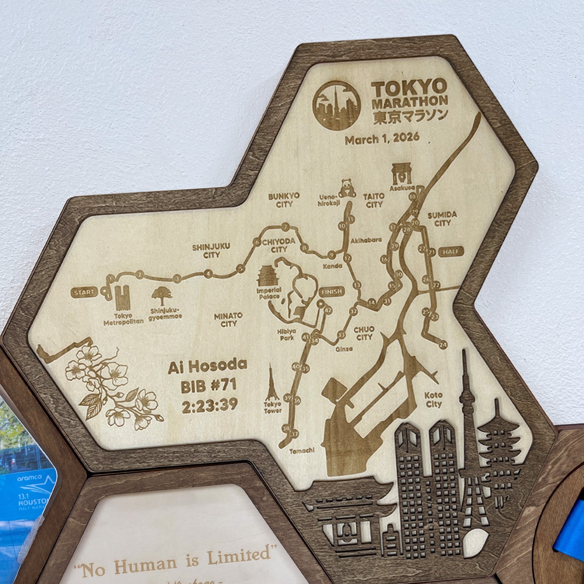 Tokyo Marathon Hexagon Wooden Medal Hanger – Tokyo World Marathon Majors Medal Display