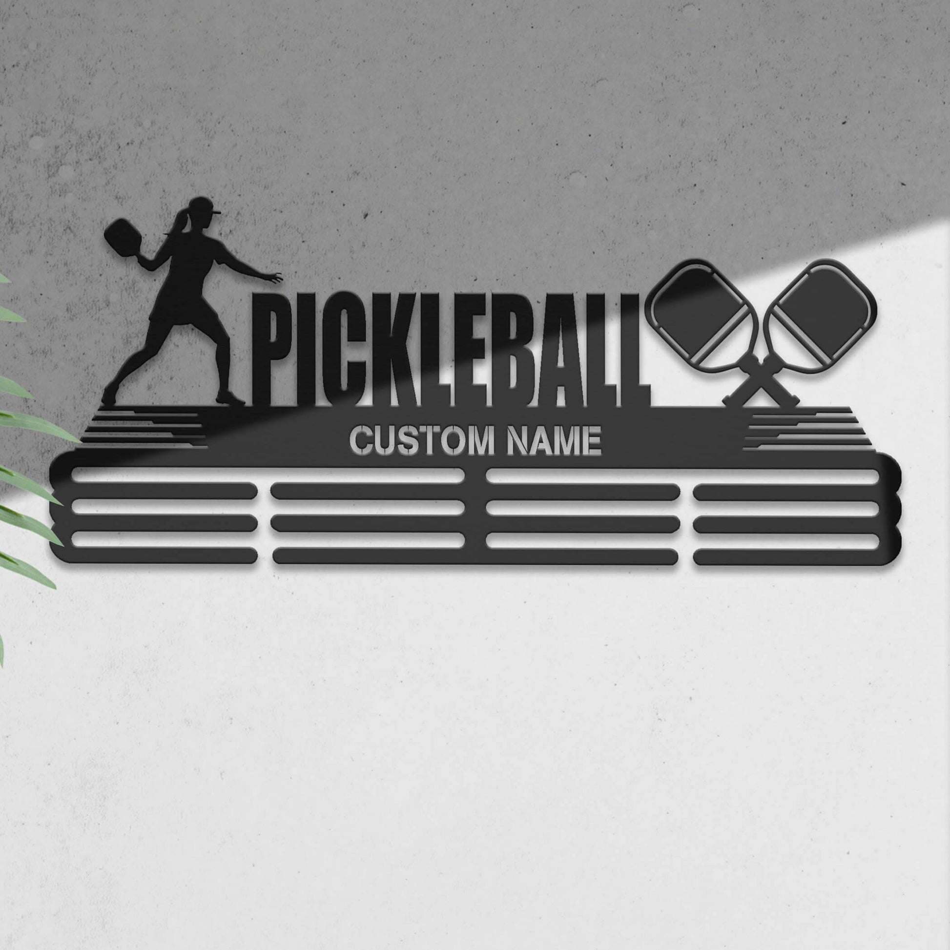 Pickleball Medal Hanger – Personalized Metal Medal Holder – Stainless Steel Wall Display Rack for Pickleball Awards - Champion Hanger