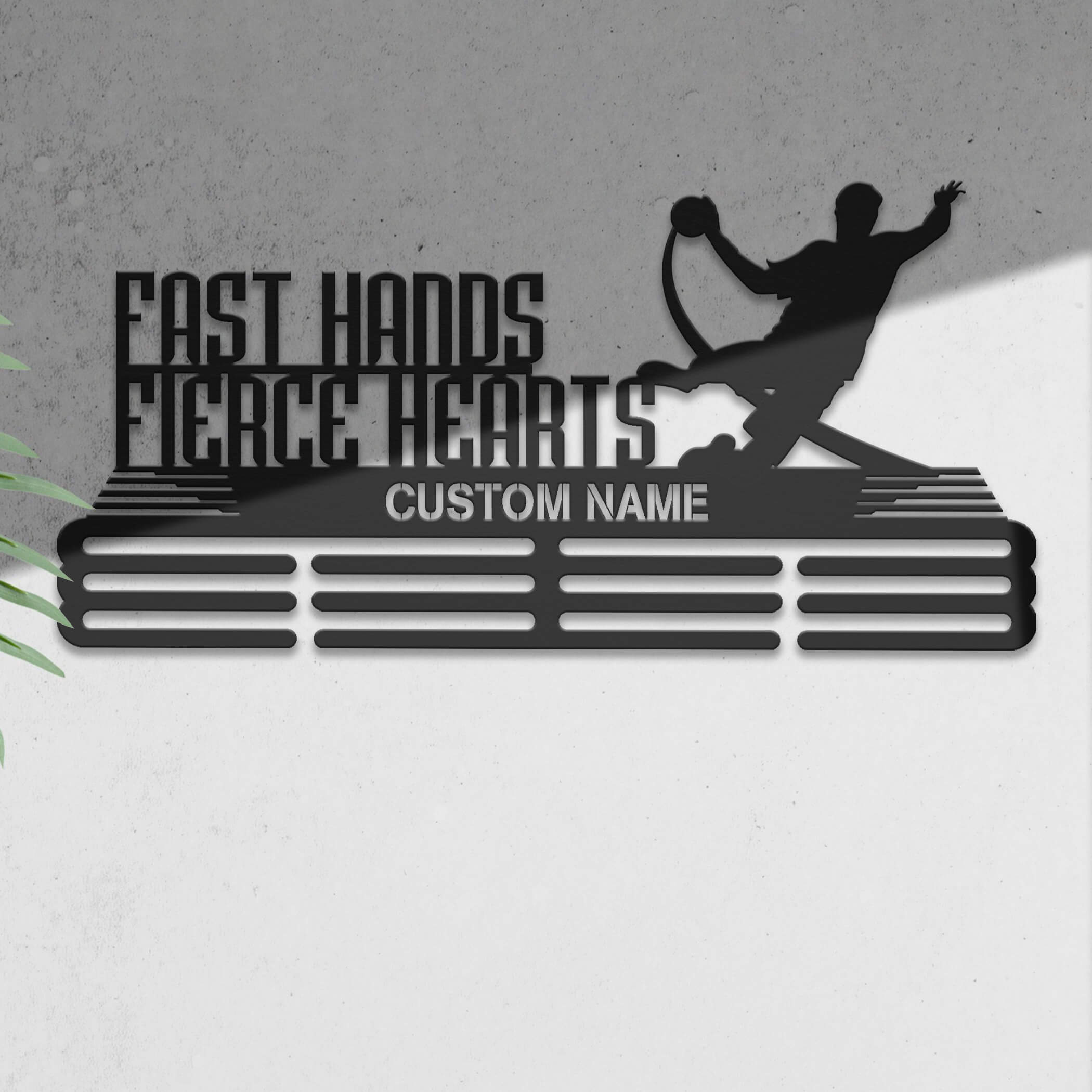Personalized Handball Medal Hanger – Stainless Steel Medal Holder with Custom Name & Quote "Fast Hands Fierce Hearts" | ChampionHanger