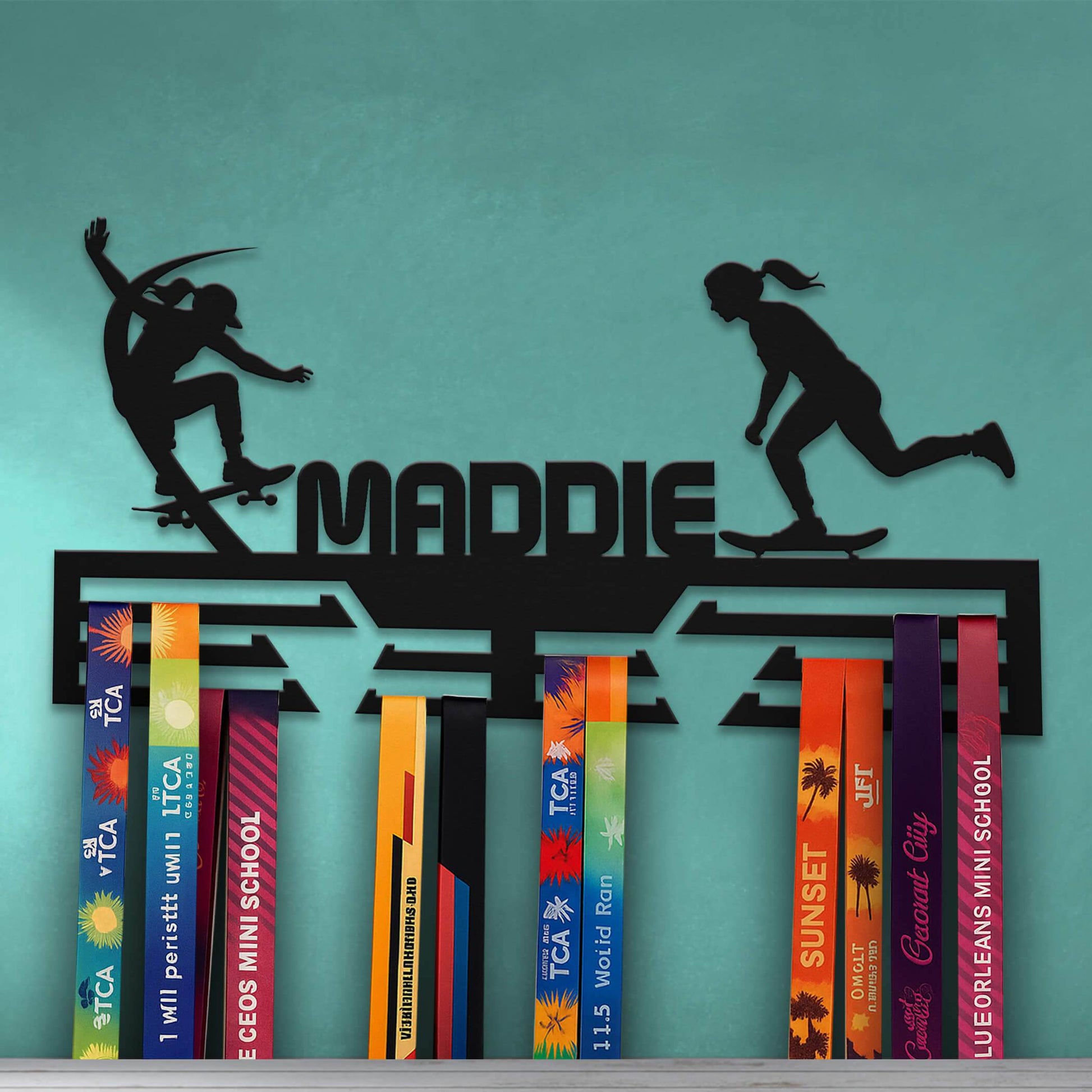 Personalized Skateboarding Medal Rack – Custom Stainless Steel Medal Display for Skater Gifts - Champion Hanger