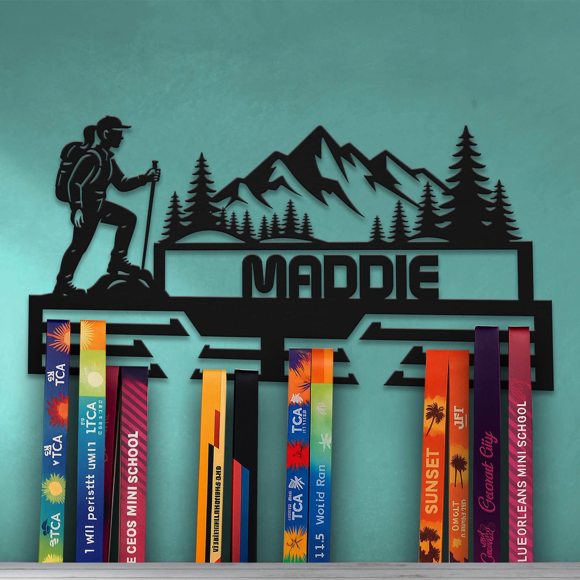 Personalized Hiking Medal Hanger – Stainless Steel Medal Display Rack – Custom Medal Holder for Hikers and Outdoor Awards - Champion Hanger