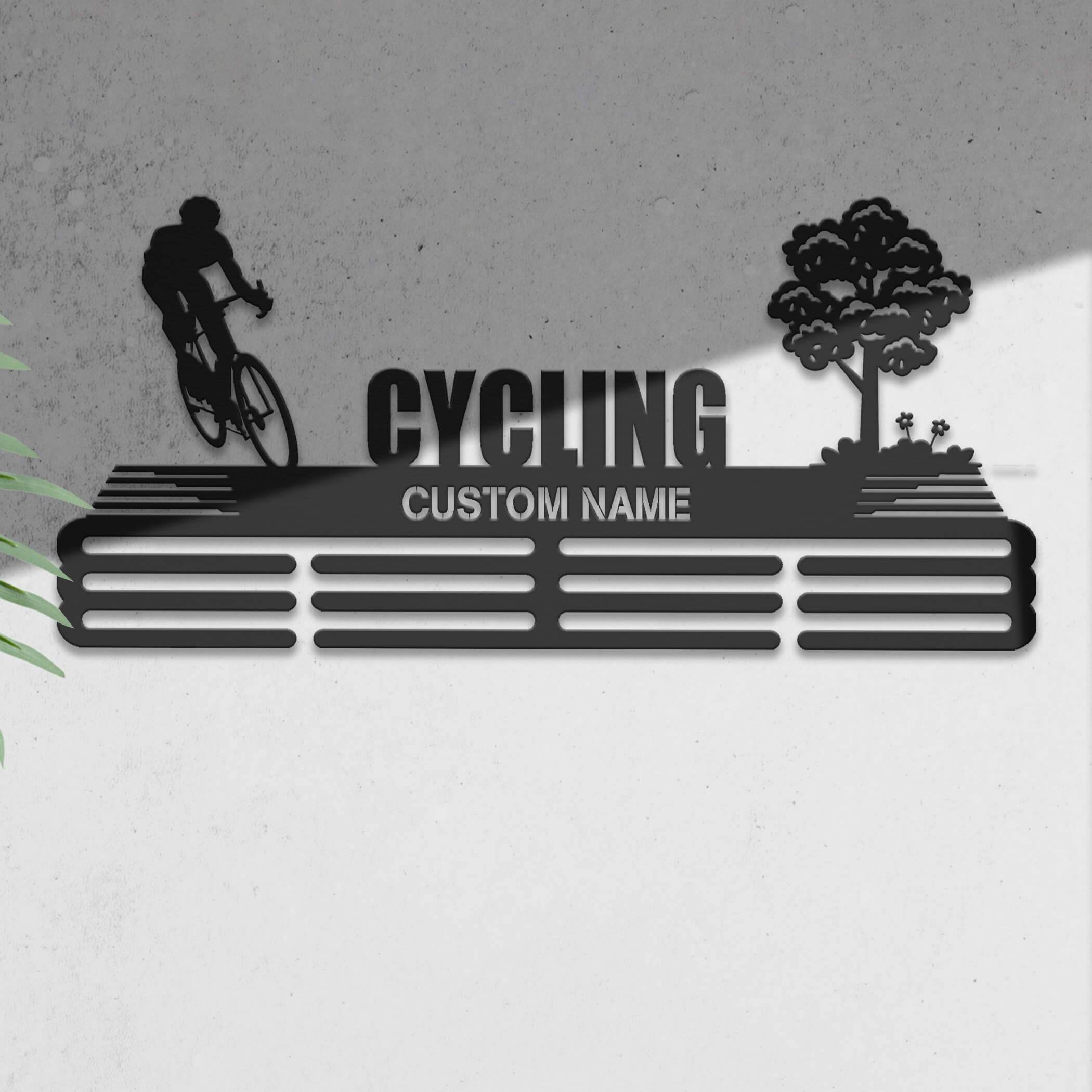 Cyclist Medal Hanger – Personalized Metal Medal Holder – Stainless Steel Display Rack - Champion Hanger