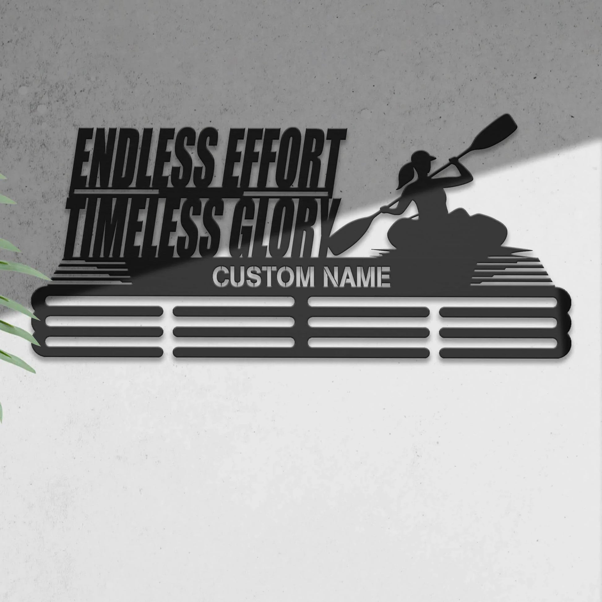 Personalized Stainless Steel Kayak Medal Hanger – Custom Medal Display Rack with Quote “Endless Effort Timeless Glory” | ChampionHanger - Champion Hanger