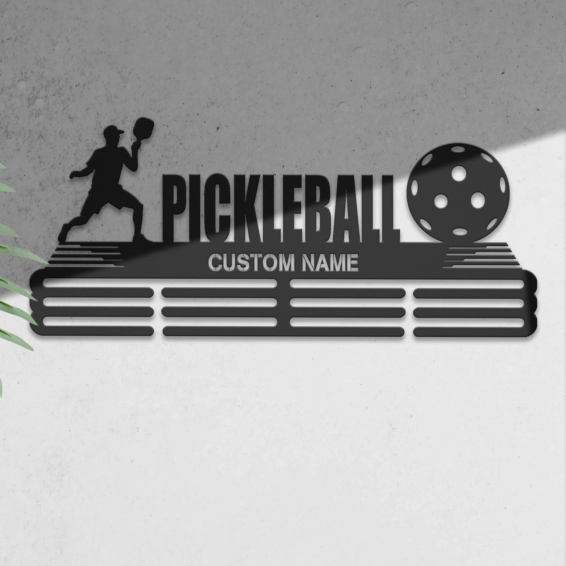 Pickleball Medal Hanger – Personalized Metal Medal Holder – Stainless Steel Wall Display Rack for Pickleball Awards - Champion Hanger