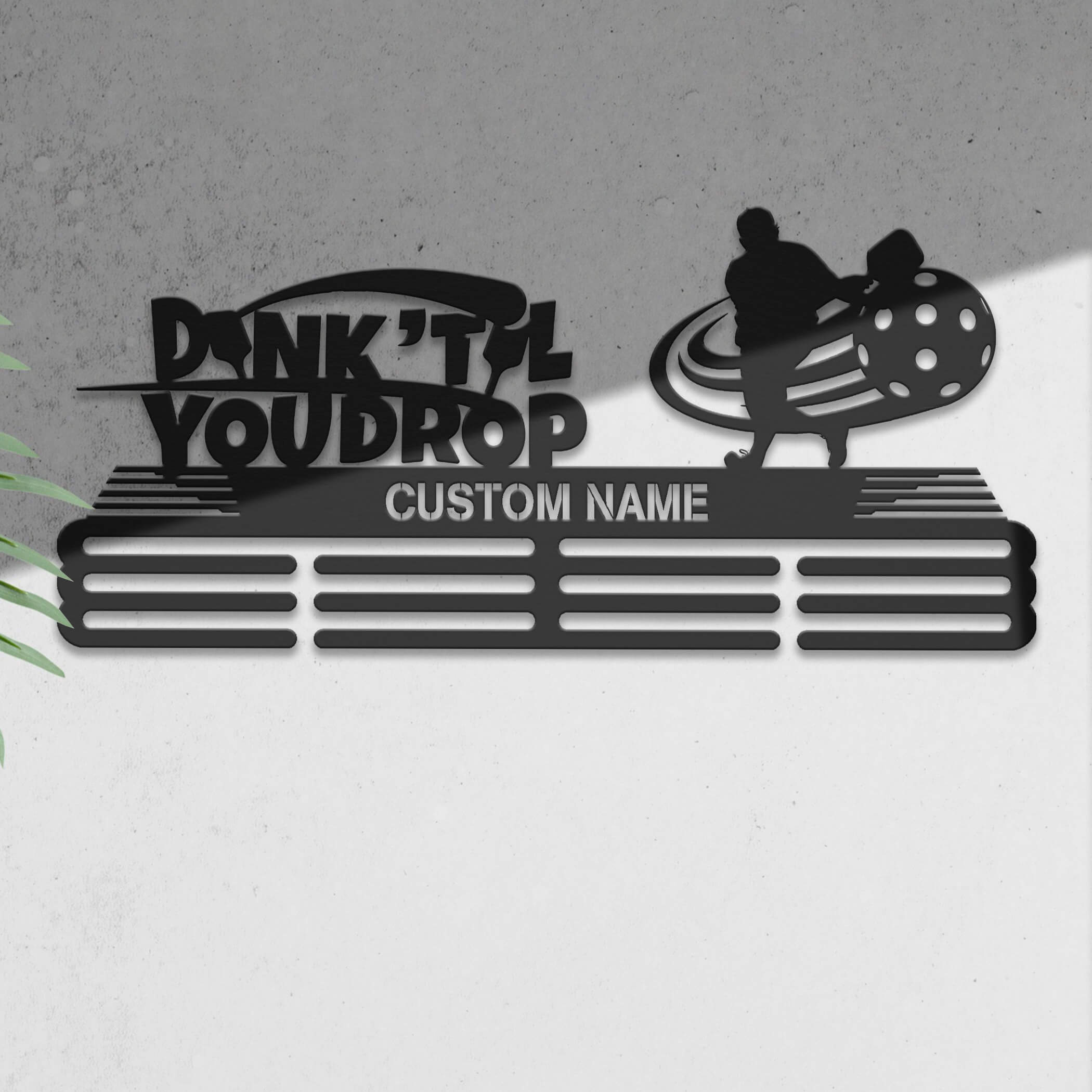 Personalized Pickleball Stainless Steel Medal Hanger – “Dink ’Til You Drop” | ChampionHanger