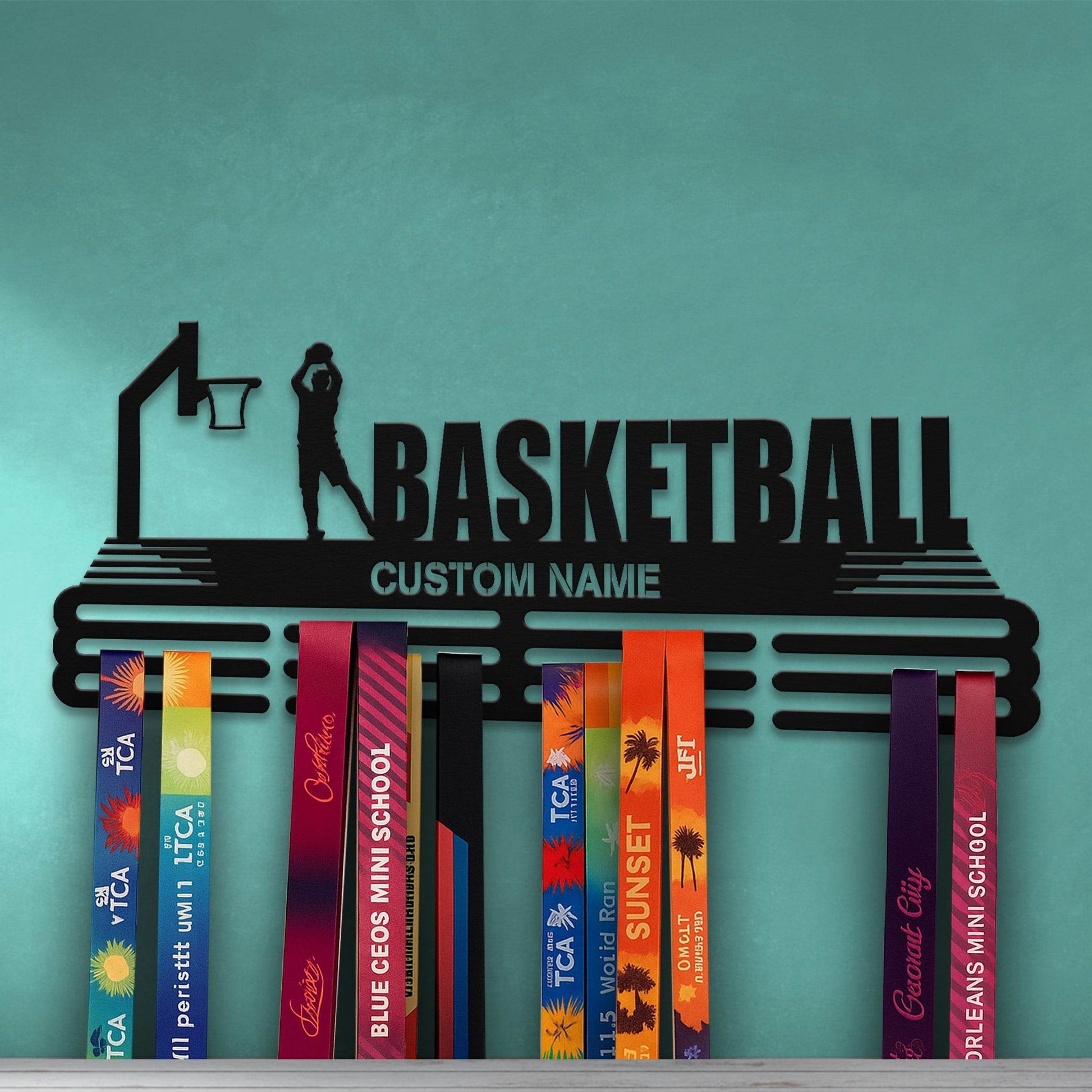 Basketball Medal Hanger – Personalized Metal Medal Holder – Stainless Steel Wall Display Rack for Basketball Awards - Champion Hanger