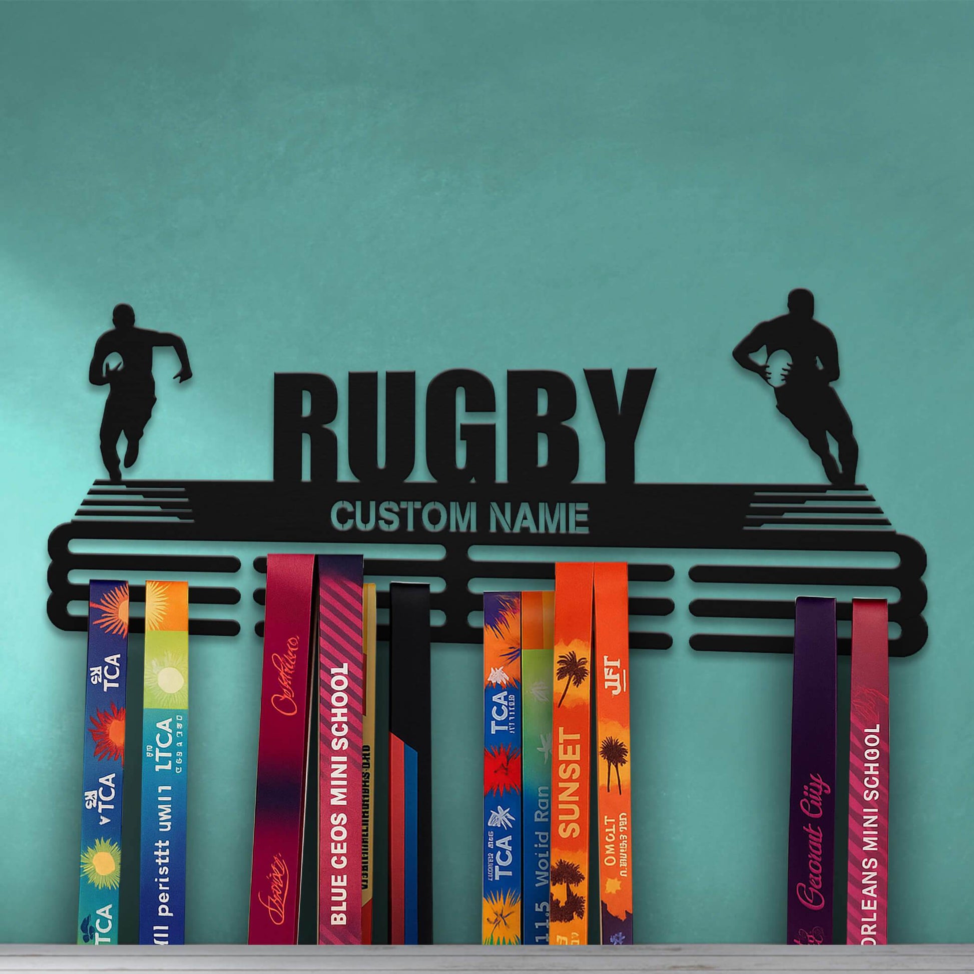 Rugby Medal Hanger – Personalized Metal Medal Holder – Stainless Steel Display Rack for Rugby Awards - Champion Hanger